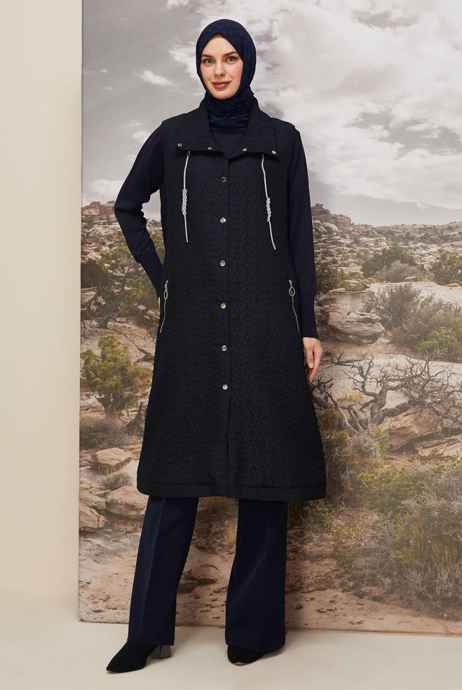 Tesettür giyim LACİVERT 46198 67501 YELEK 40-48 TEK 38 - ALVİNA