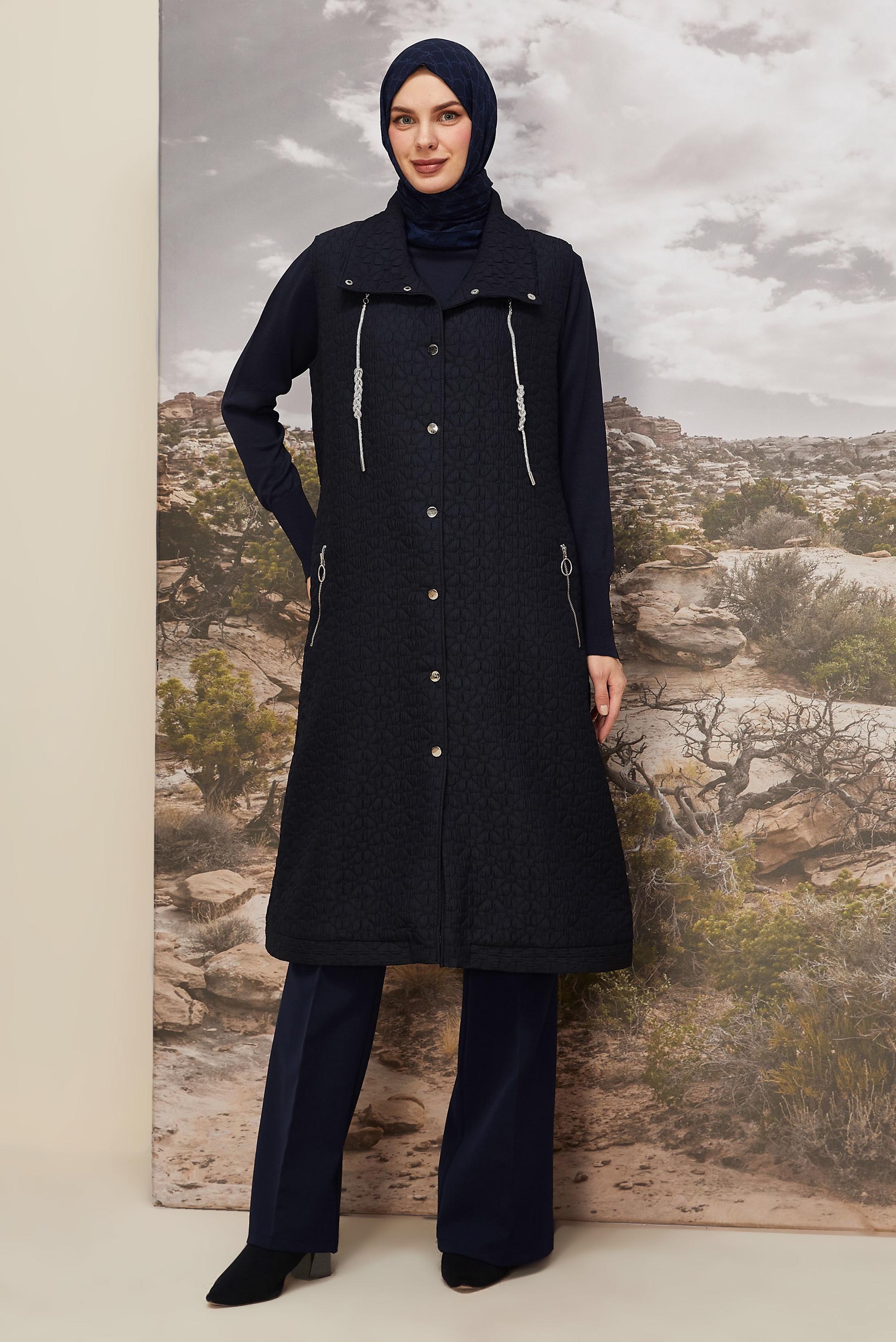 Tesettür giyim LACİVERT 46198 67501 YELEK 40-48 TEK 38