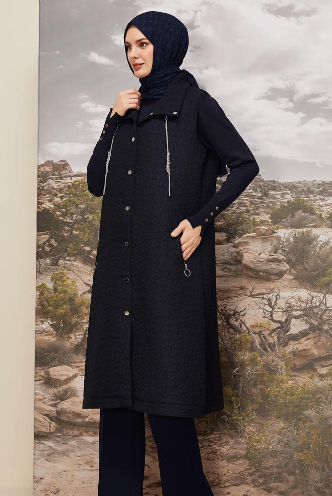 Tesettür giyim LACİVERT 46198 67501 YELEK 40-48 TEK 38 - ALVİNA