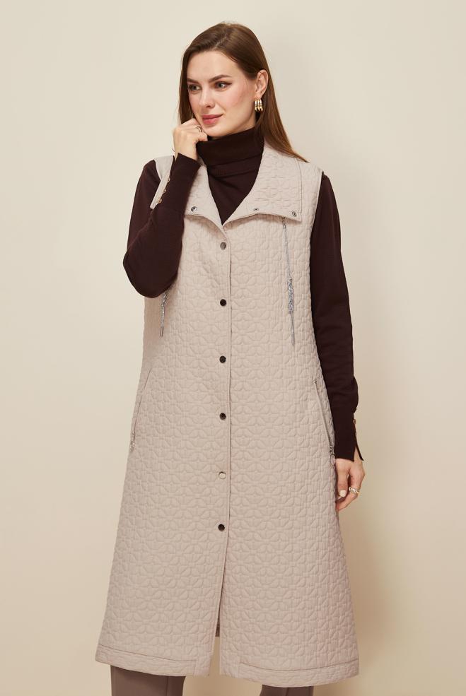 Tesettür giyim BEJ 46198 67501 YELEK 40-48 TEK 38 - ALVİNA