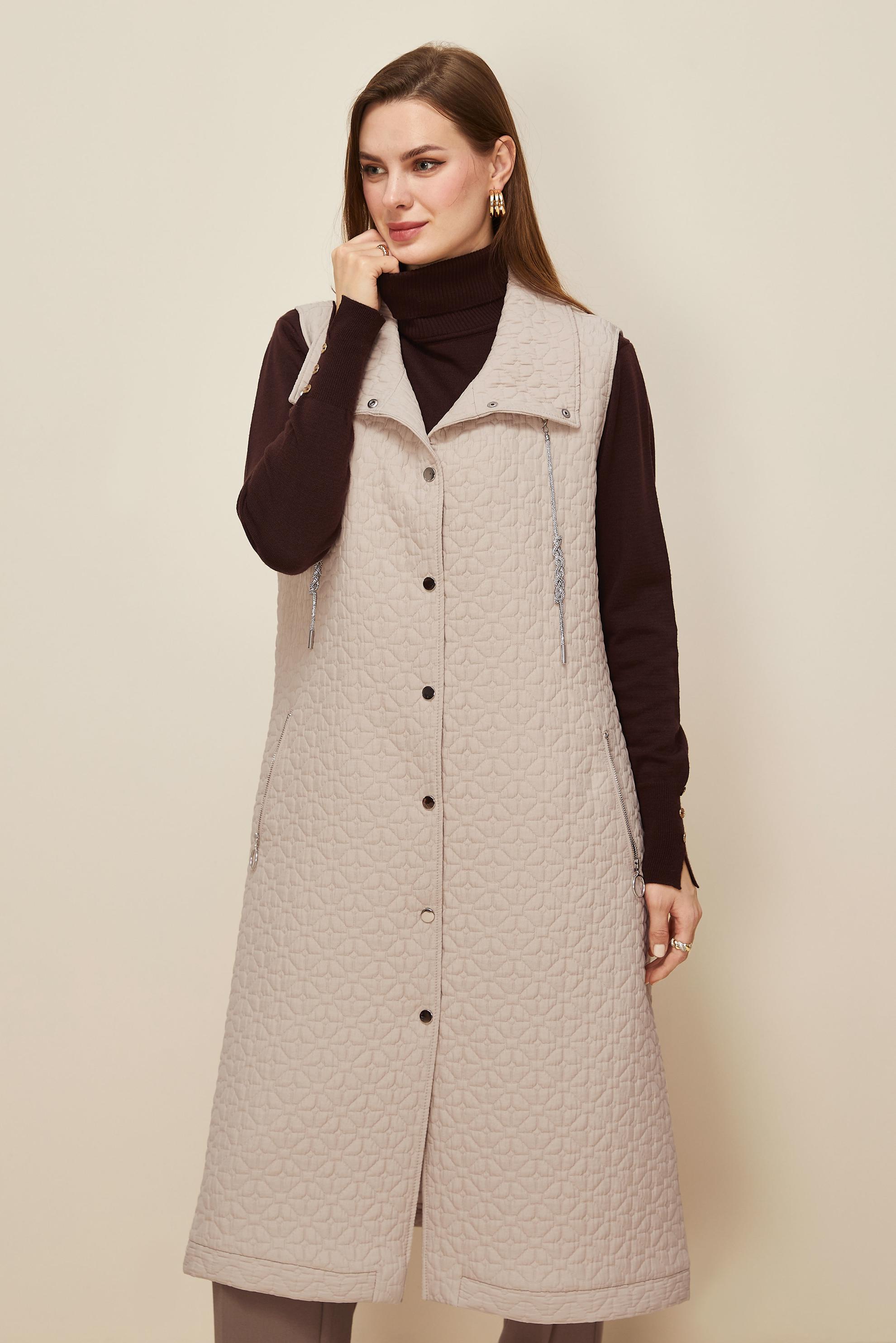 Tesettür giyim BEJ 46198 67501 YELEK 40-48 TEK 38