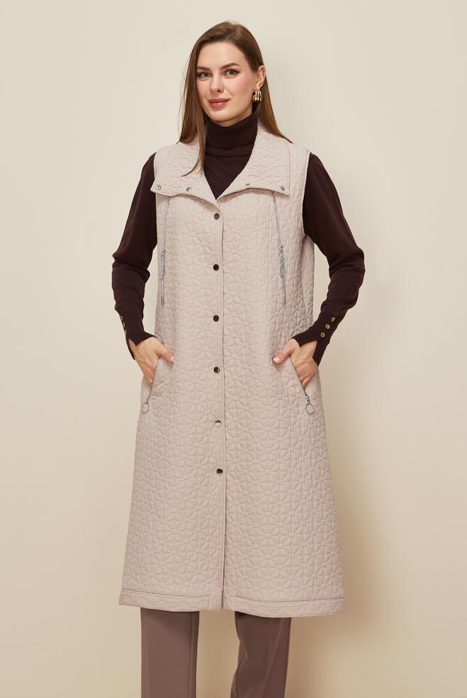 Tesettür giyim BEJ 46198 67501 YELEK 40-48 TEK 38 - ALVİNA