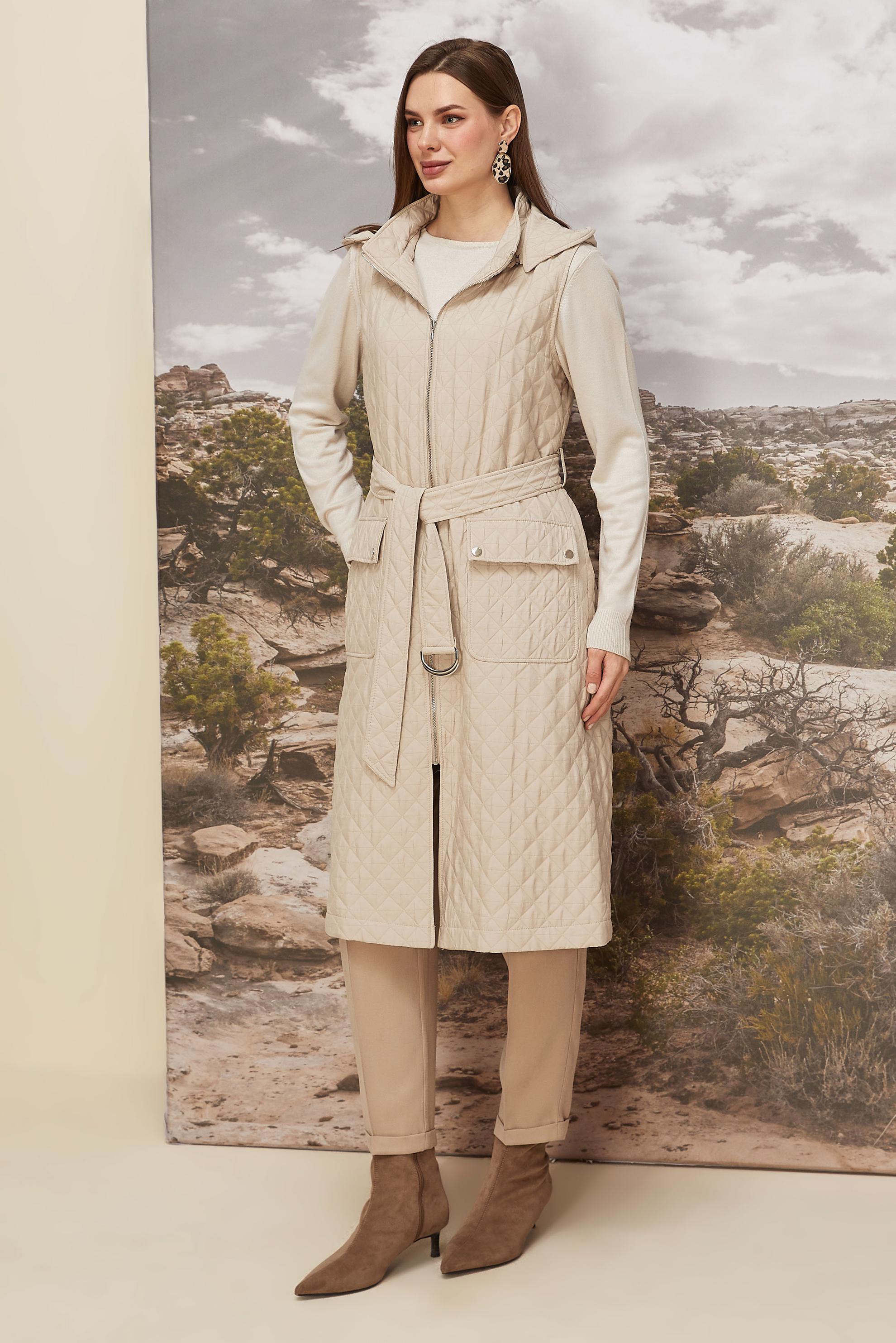 Tesettür giyim BEJ 46214 KAPİTONE 1266 YELEK 40-48 TEK 38