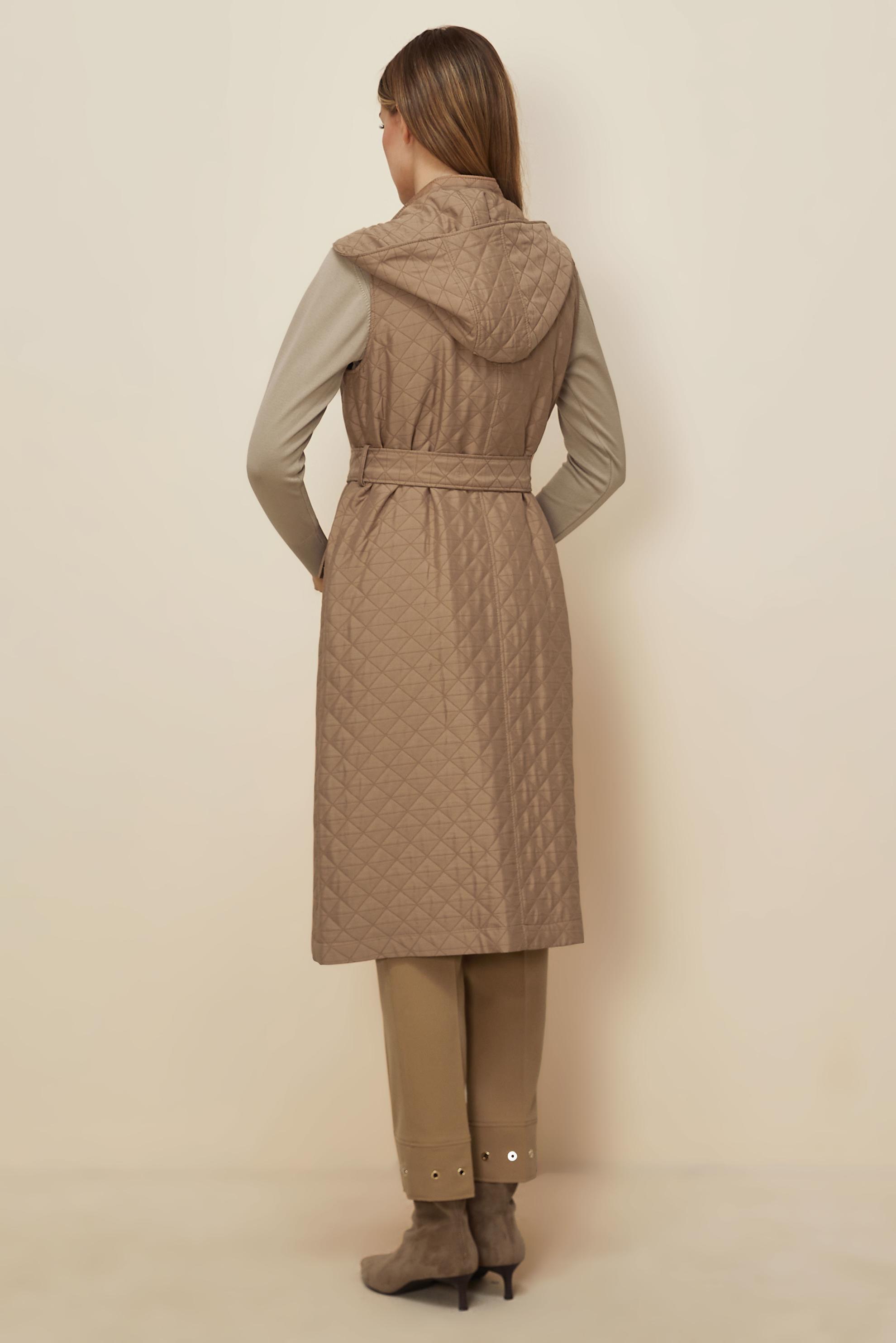 Hijab clothing BROWN BELTED QUILTED VEST 46214