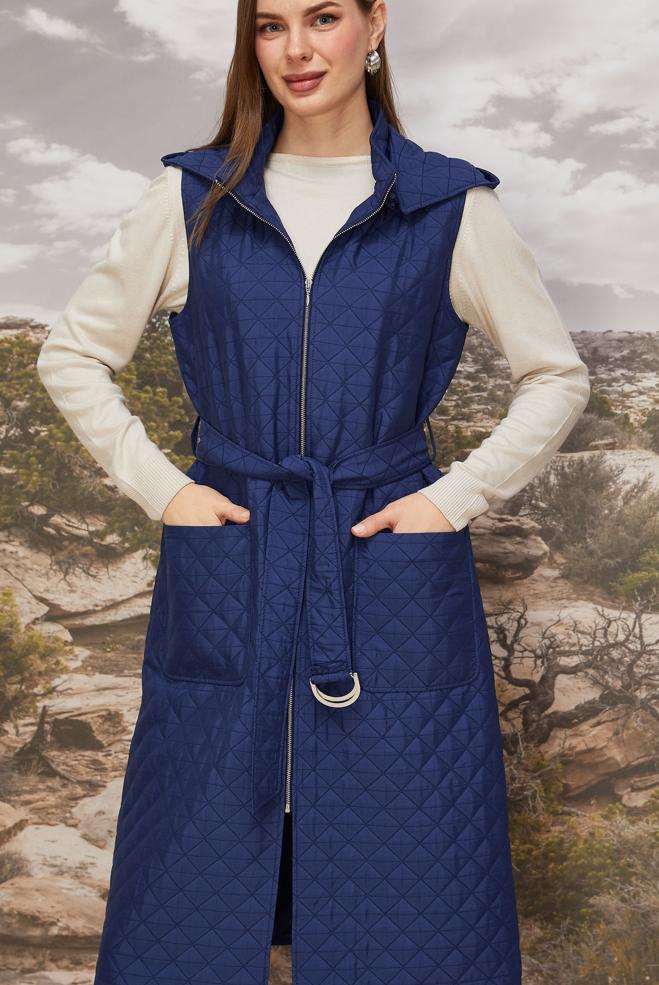 Tesettür giyim LACİVERT 46214 KAPİTONE 1266 YELEK 40-48 TEK 38 - ALVİNA