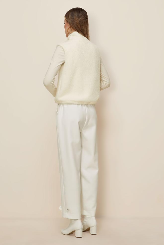 Tesettür giyim BEYAZ FERMUARLI TÜYLÜ YELEK 46224 - ALVİNA