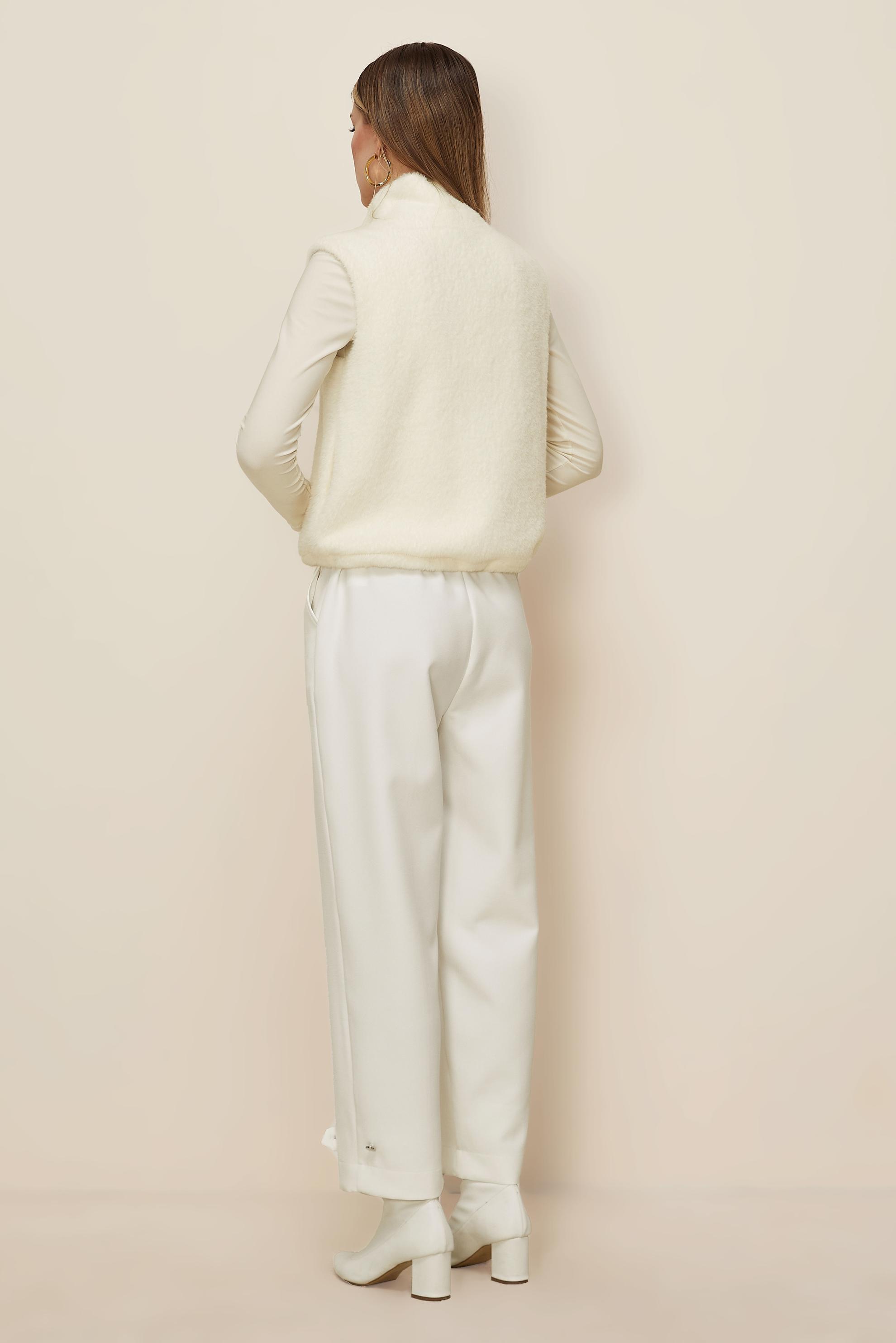 Tesettür giyim BEYAZ FERMUARLI TÜYLÜ YELEK 46224