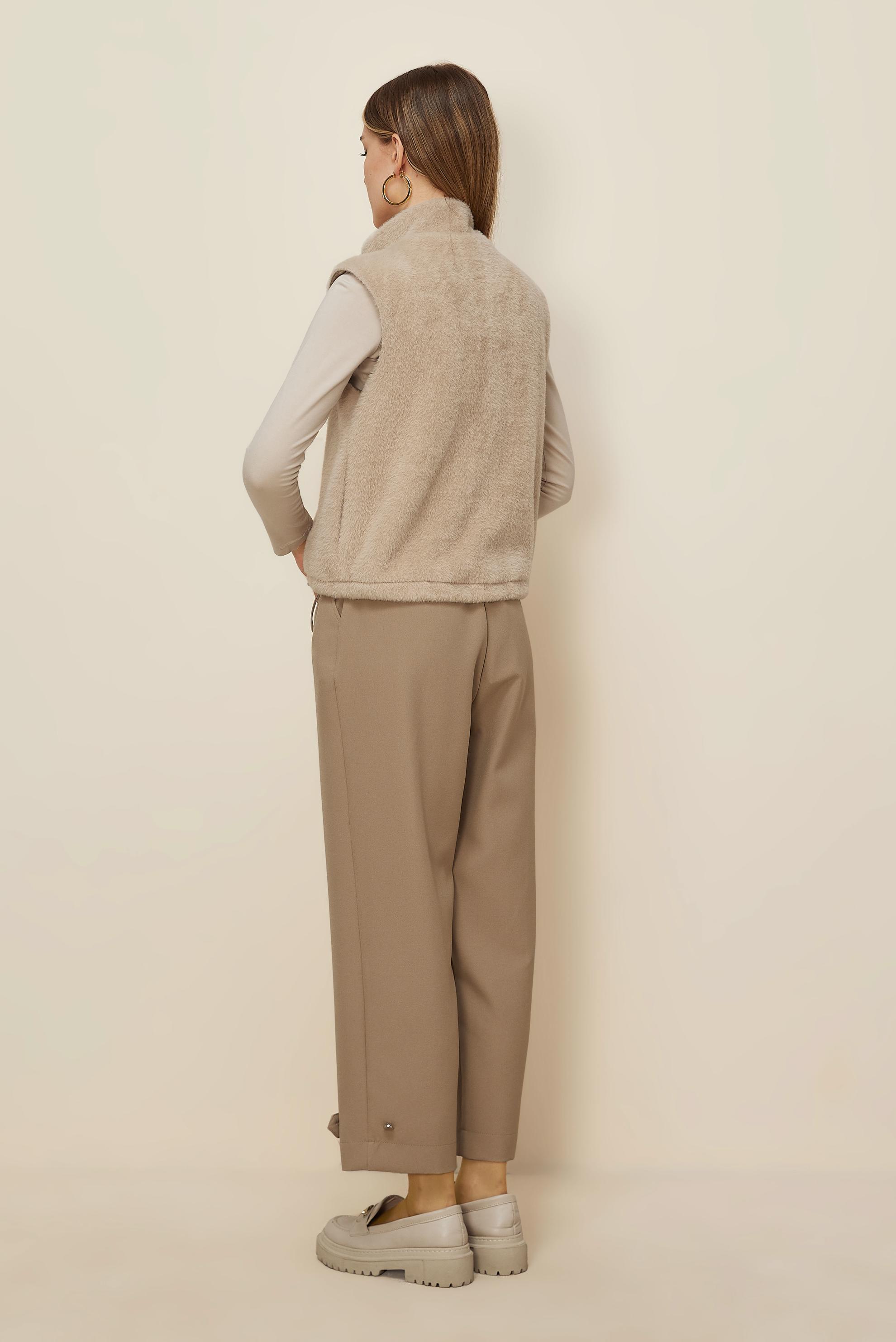 Tesettür giyim BEJ FERMUARLI TÜYLÜ YELEK 46224