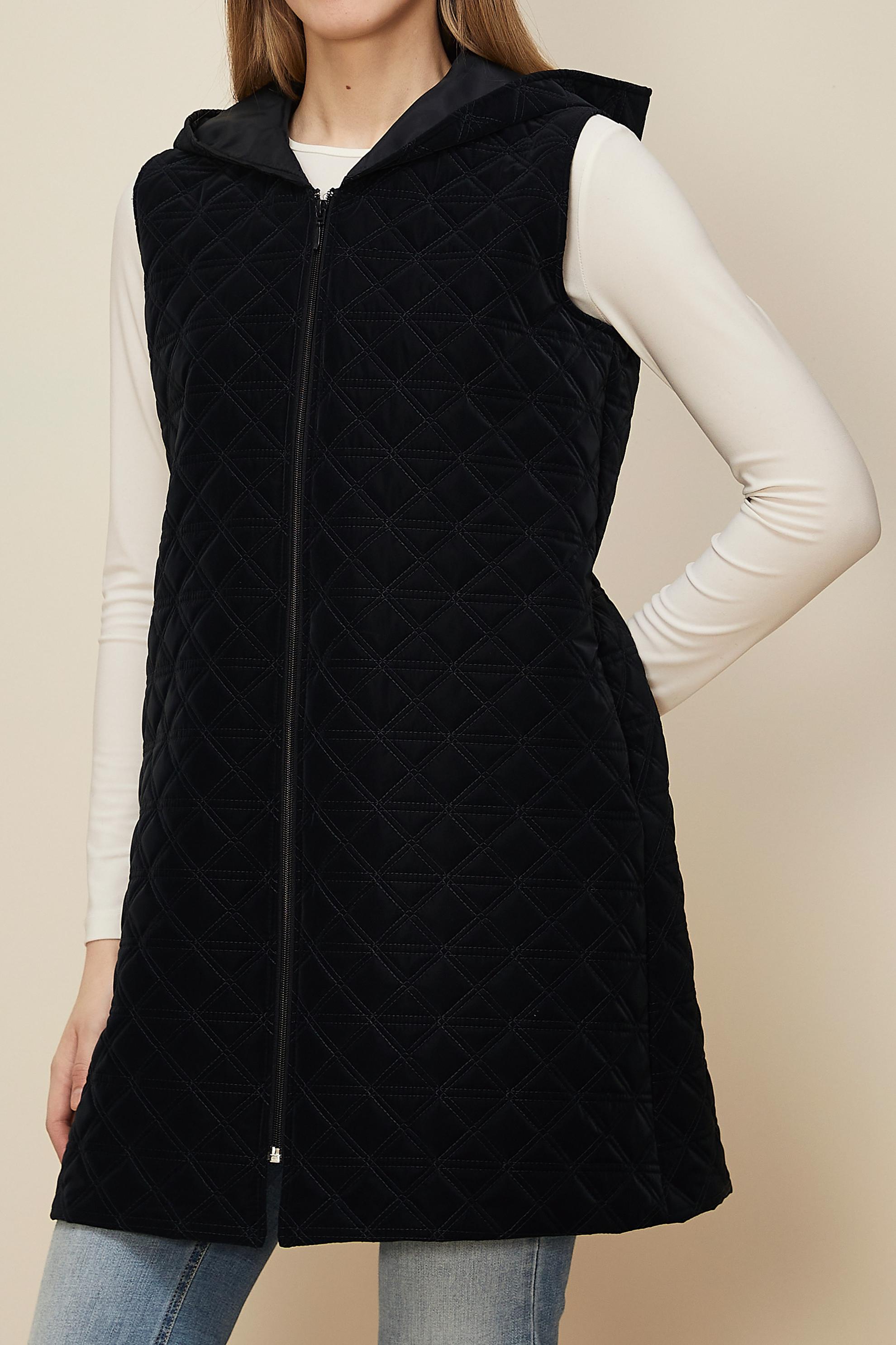 Tesettür giyim LACİVERT KAPÜŞONLU KAPİTONE YELEK 46275