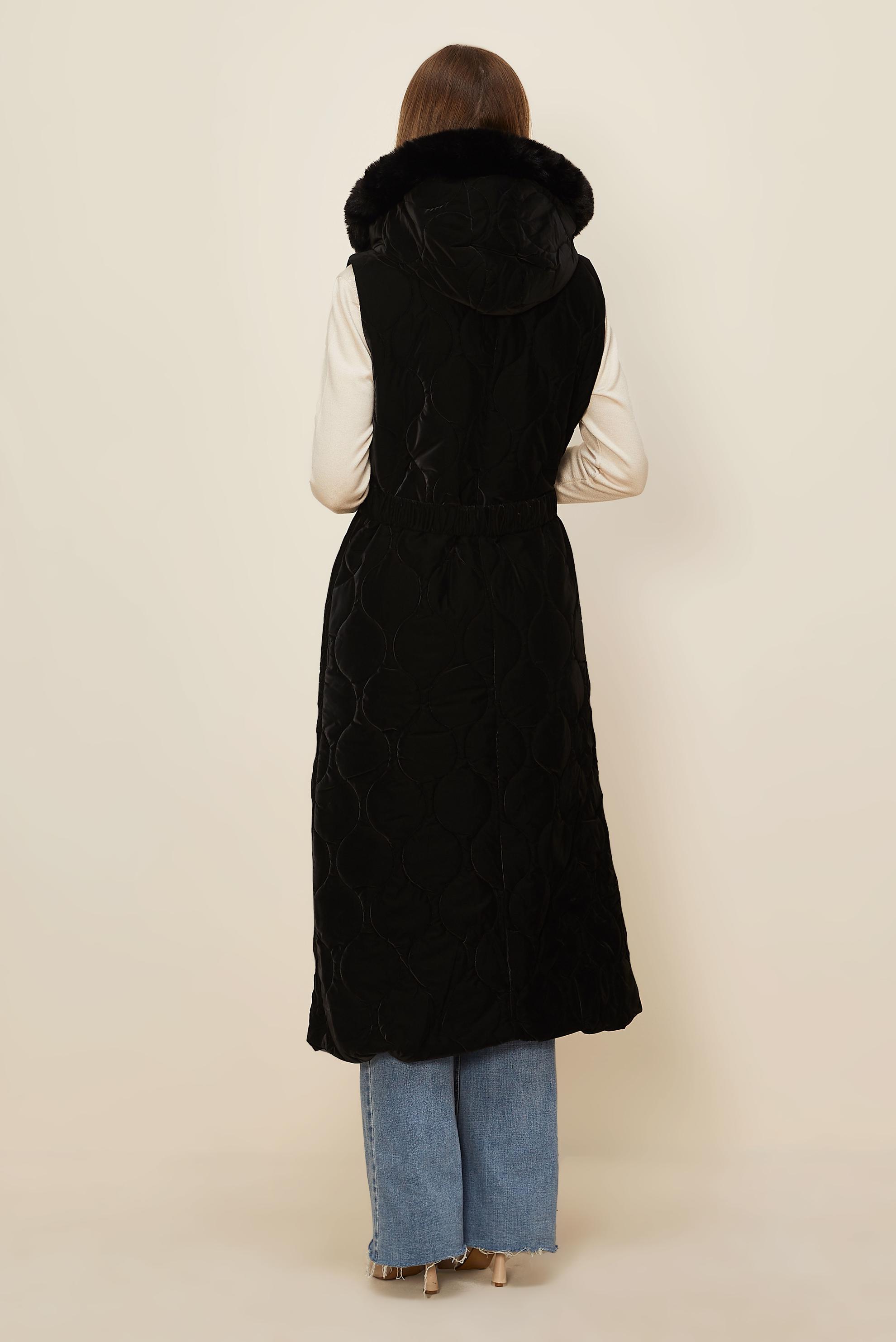 Hijab clothing BLACK HOODED PUFFER VEST 90588