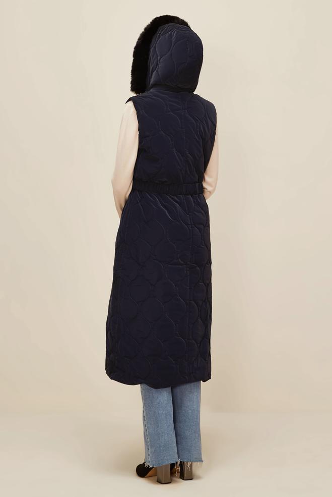 Vêtements hijab BLEU MARINE DOUDOUNE À CAPUCHE 90588 - ALVİNA