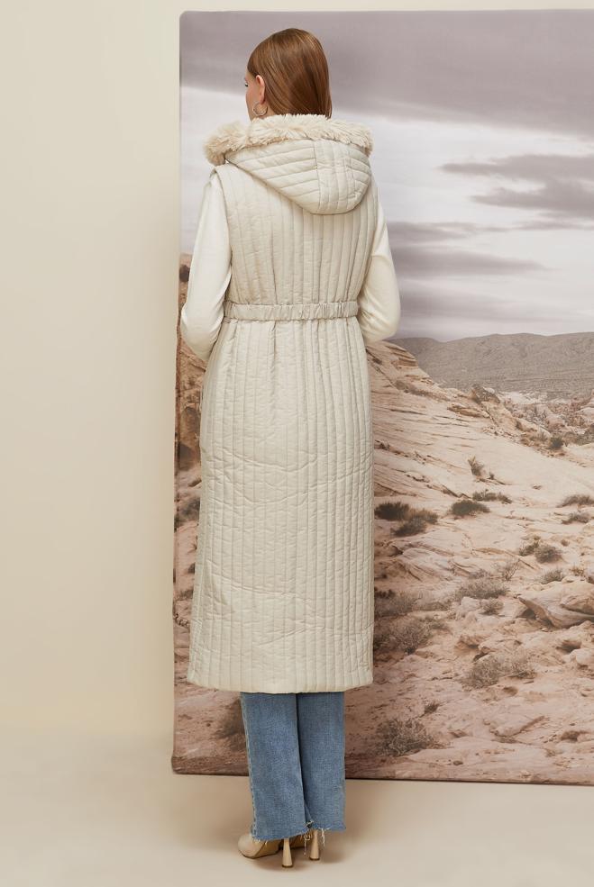 Vêtements hijab BEIGE GILET MATELASSÉ 90596 - ALVİNA