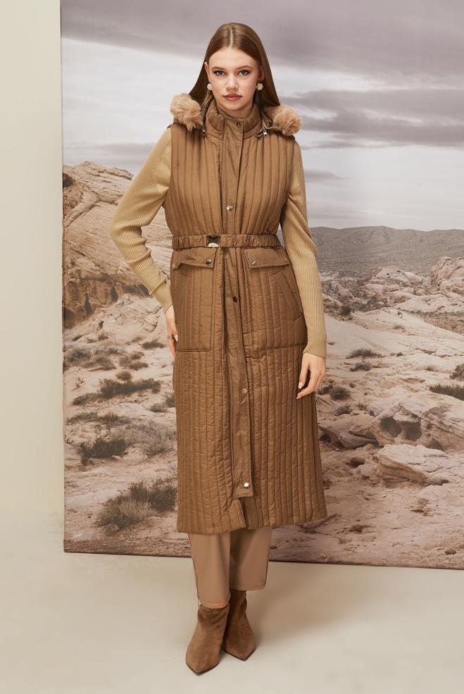 Vêtements hijab BRUN GILET MATELASSÉ 90596 - ALVİNA