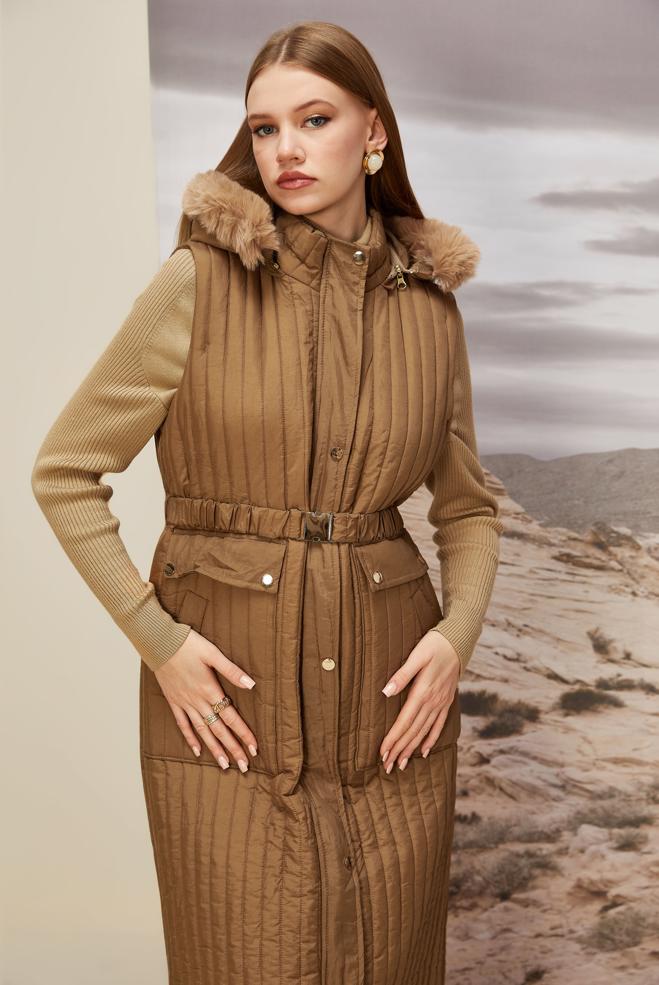 Vêtements hijab BRUN GILET MATELASSÉ 90596 - ALVİNA