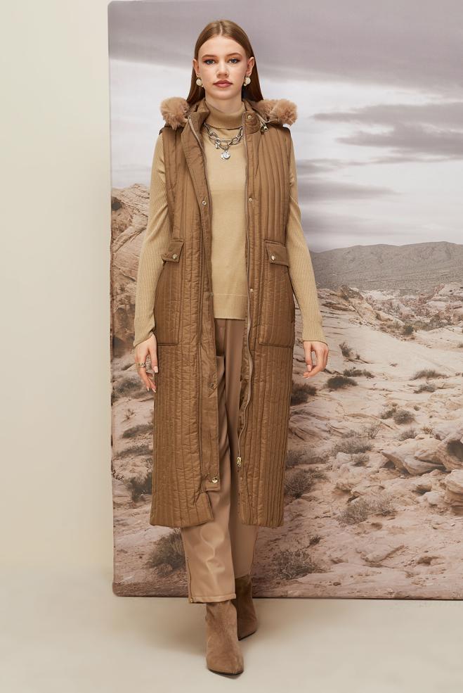 Vêtements hijab BRUN GILET MATELASSÉ 90596 - ALVİNA