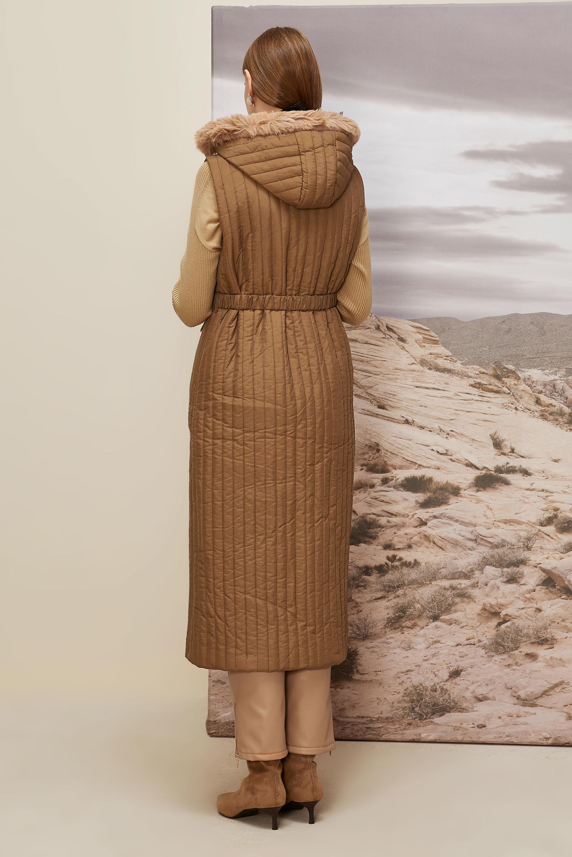 Tesettür giyim KAHVE KAPİTONE YELEK 90596