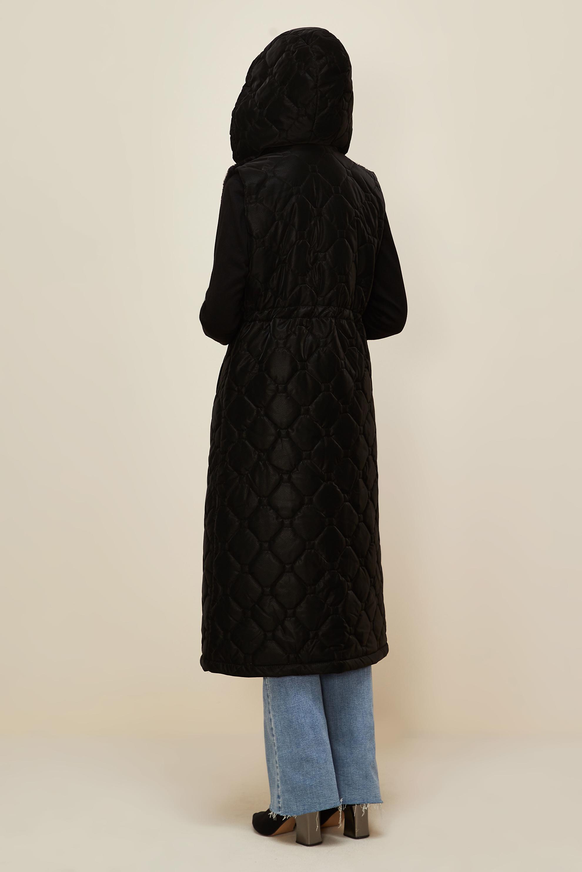 Vêtements hijab NOIR GILET AVEC DÉTAILS EN FOURRURE 90598