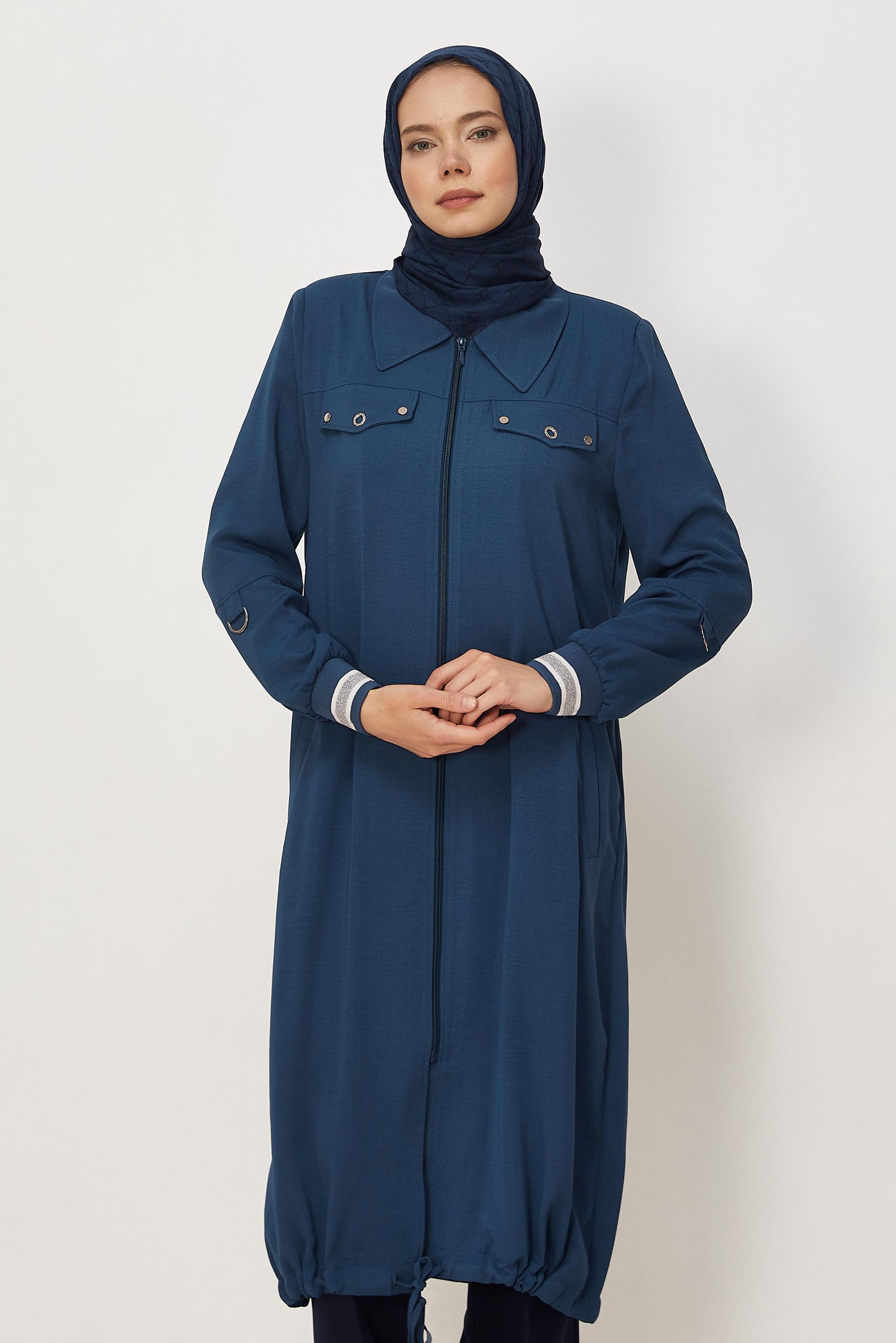 Hijab clothing NAVY BLUE LINEN LOOKING JACKET 45599
