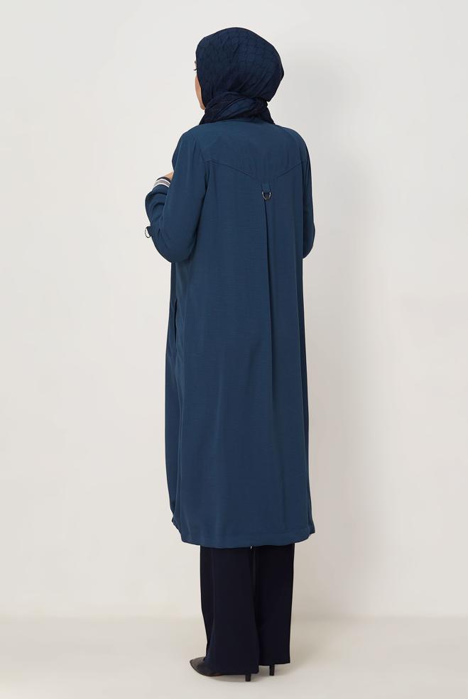 Hijab clothing NAVY BLUE LINEN LOOKING JACKET 45599 - ALVİNA