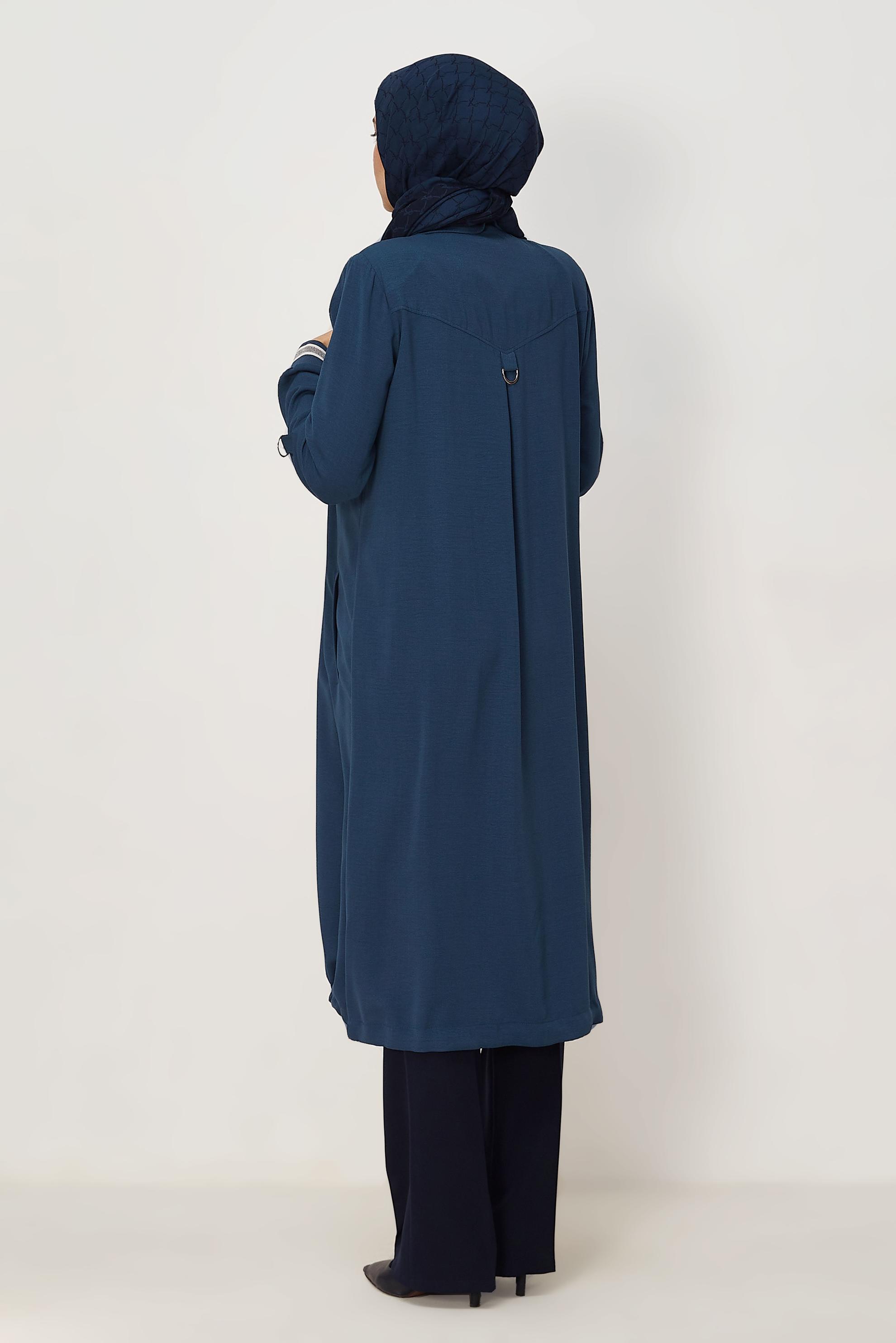 Hijab clothing NAVY BLUE LINEN LOOKING JACKET 45599