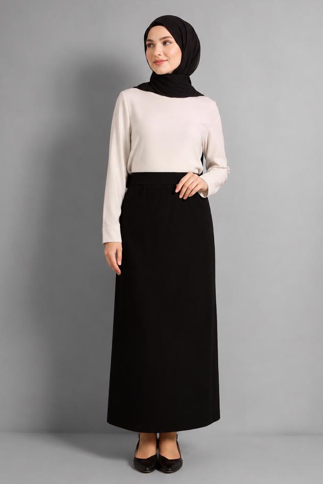 Vêtements hijab NOIR JUPE DROITE 60675 - ALVİNA