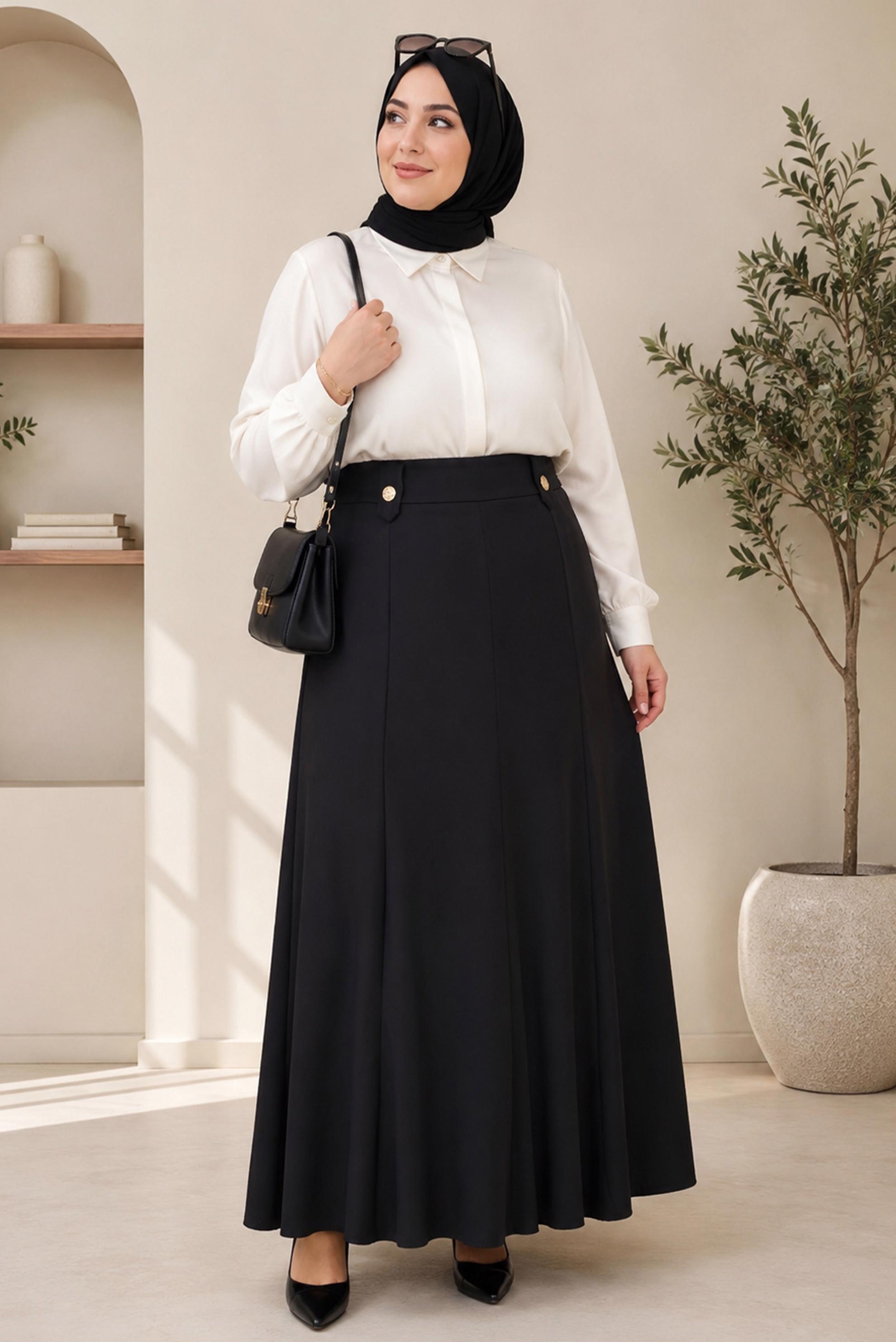 Hijab clothing BLACK PLUS SIZE BELL SKIRT 60690