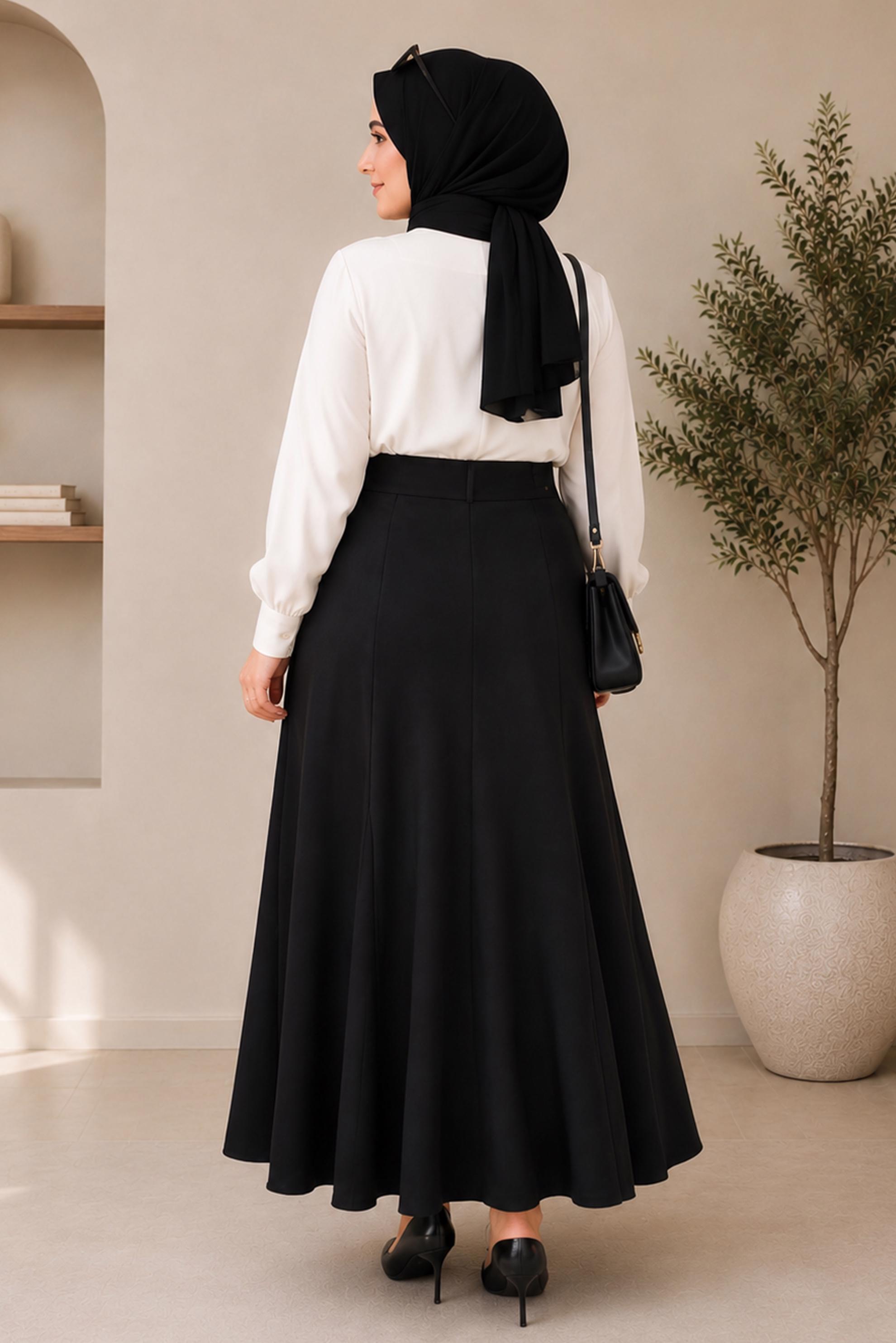 Hijab clothing BLACK PLUS SIZE BELL SKIRT 60690