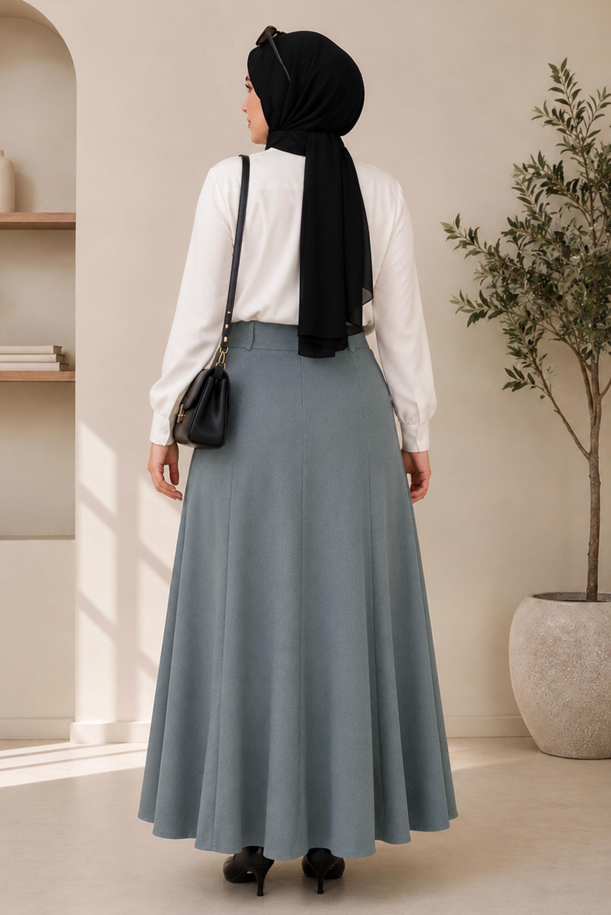 Hijab clothing GREY PLUS SIZE BELL SKIRT 60690