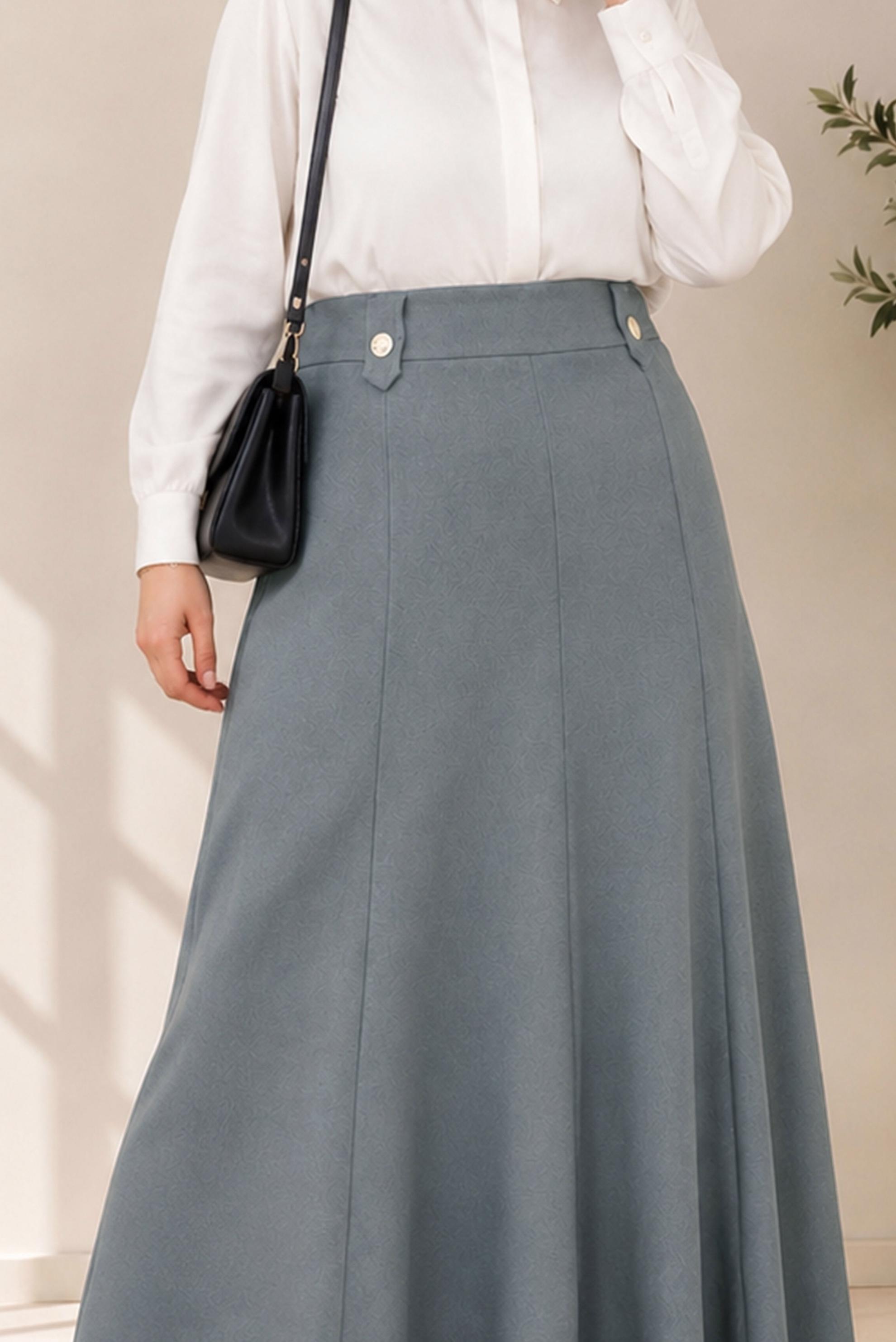 Hijab clothing GREY PLUS SIZE BELL SKIRT 60690