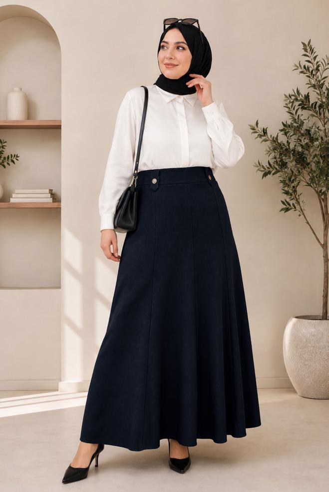 Hijab clothing BEIGE PLUS SIZE BELL SKIRT 60690 - ALVİNA