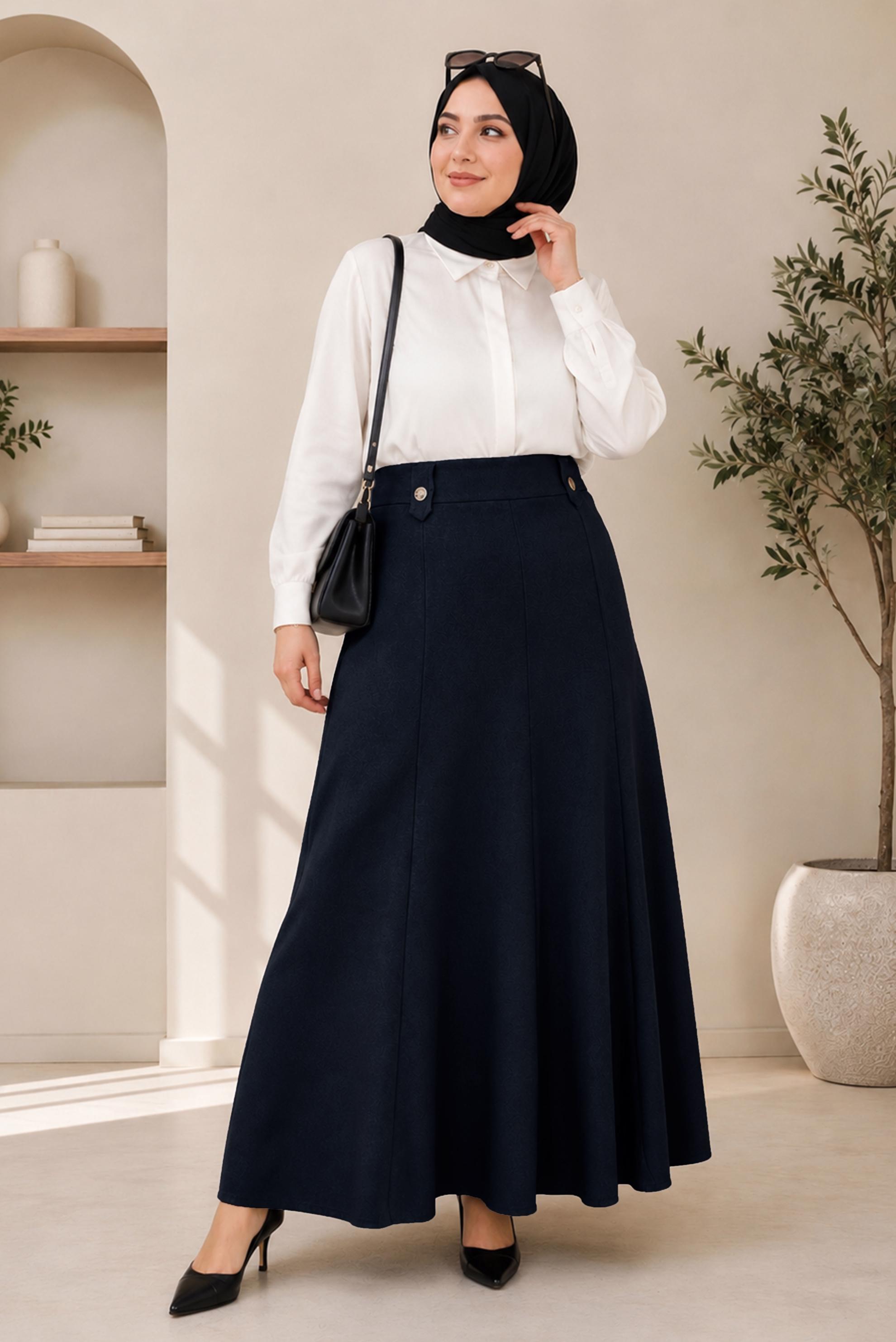 Hijab clothing BEIGE PLUS SIZE BELL SKIRT 60690