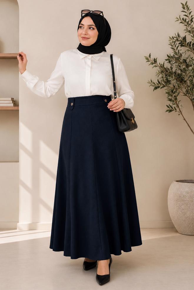 Hijab clothing BEIGE PLUS SIZE BELL SKIRT 60690 - ALVİNA