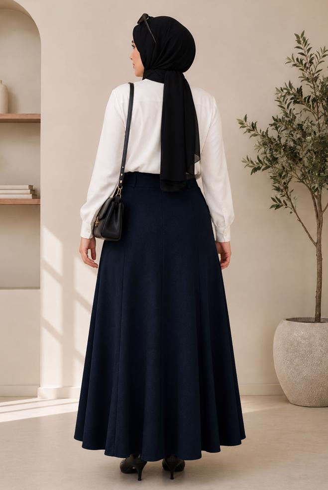 Hijab clothing BEIGE PLUS SIZE BELL SKIRT 60690 - ALVİNA