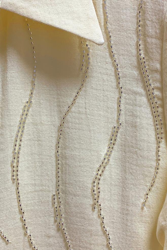 Hijab clothing BEIGE GEM EMBROIDERED MUSLIN TUNIC 20794 - ALVİNA