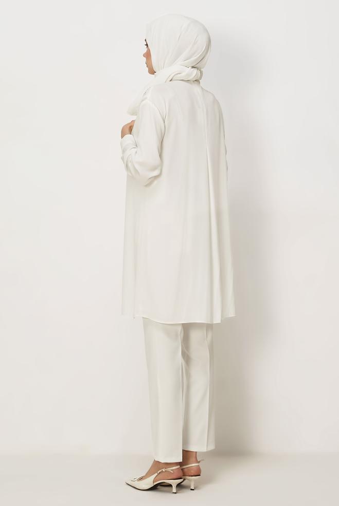 Hijab clothing WHITE STUD DETAILED TUNIC 45655 - ALVİNA