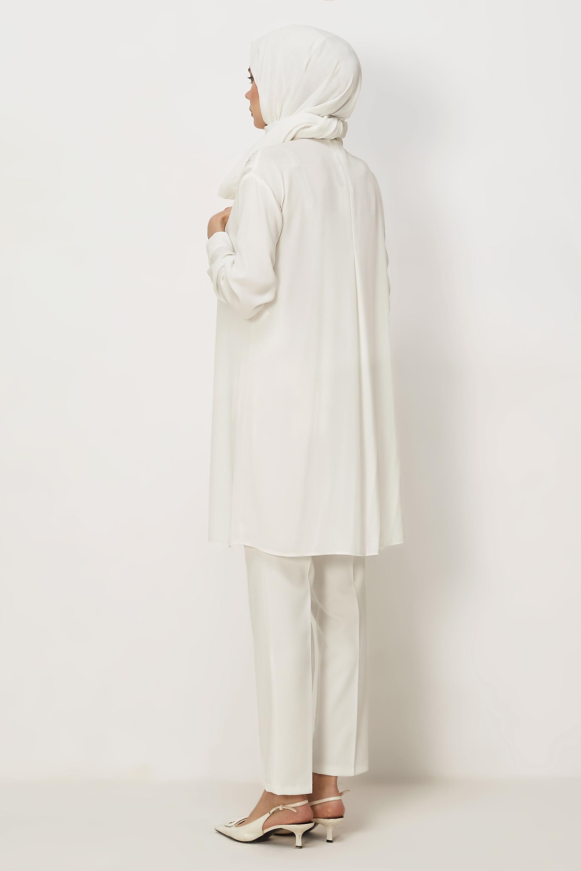 Hijab clothing WHITE STUD DETAILED TUNIC 45655
