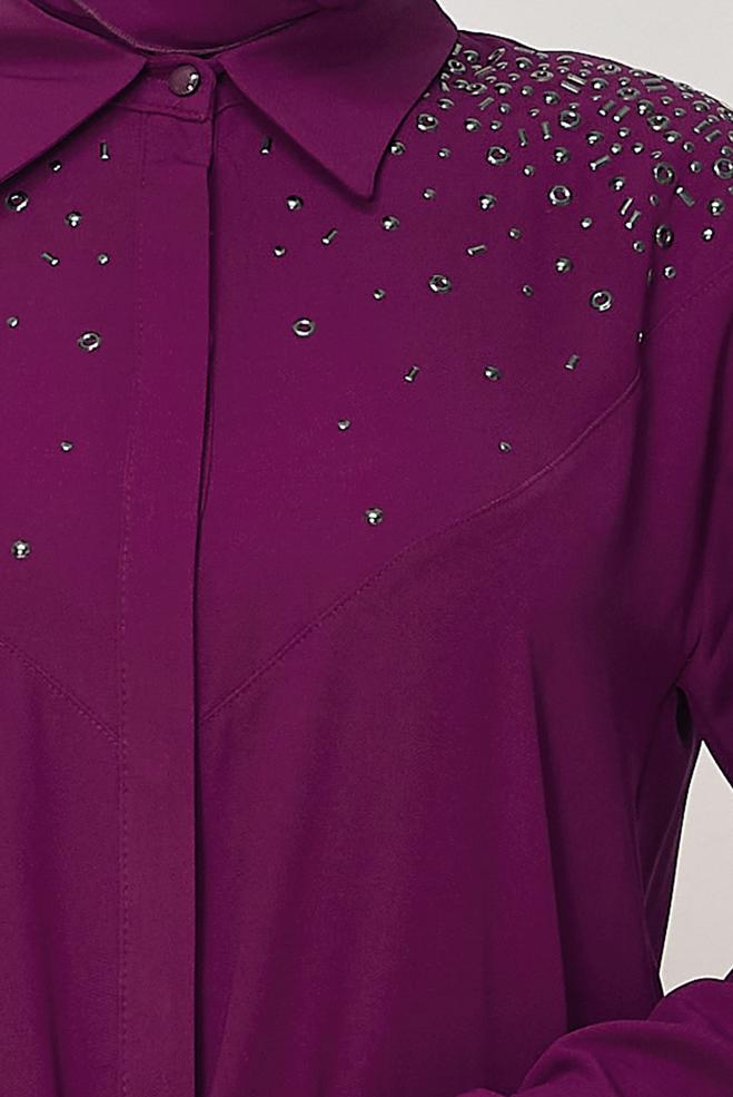 Hijab clothing BEIGE STUD DETAILED TUNIC 45655 - ALVİNA