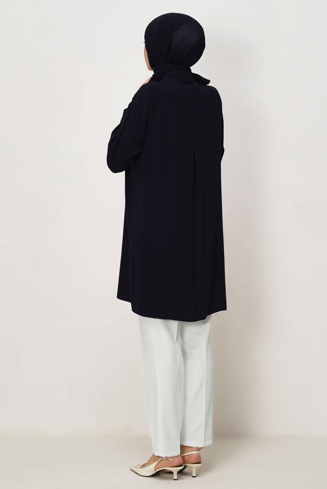 Hijab-Kleidung NAVY BLAU TUNIKA MIT NIETEN 45655 - ALVİNA
