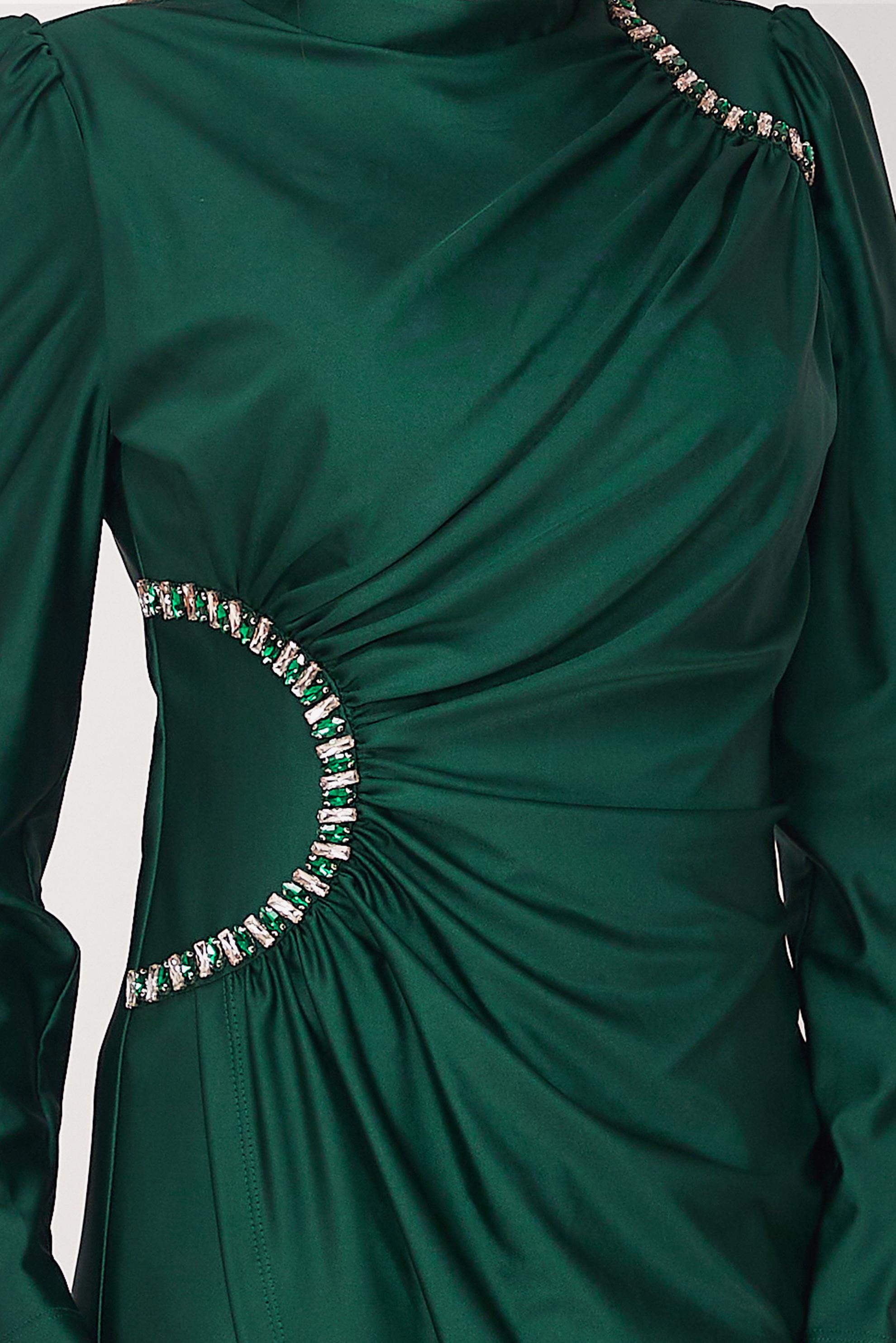 Vêtements hijab VERT ROBE DE SOIRÉE BRODÉE DE GEMMES 50530