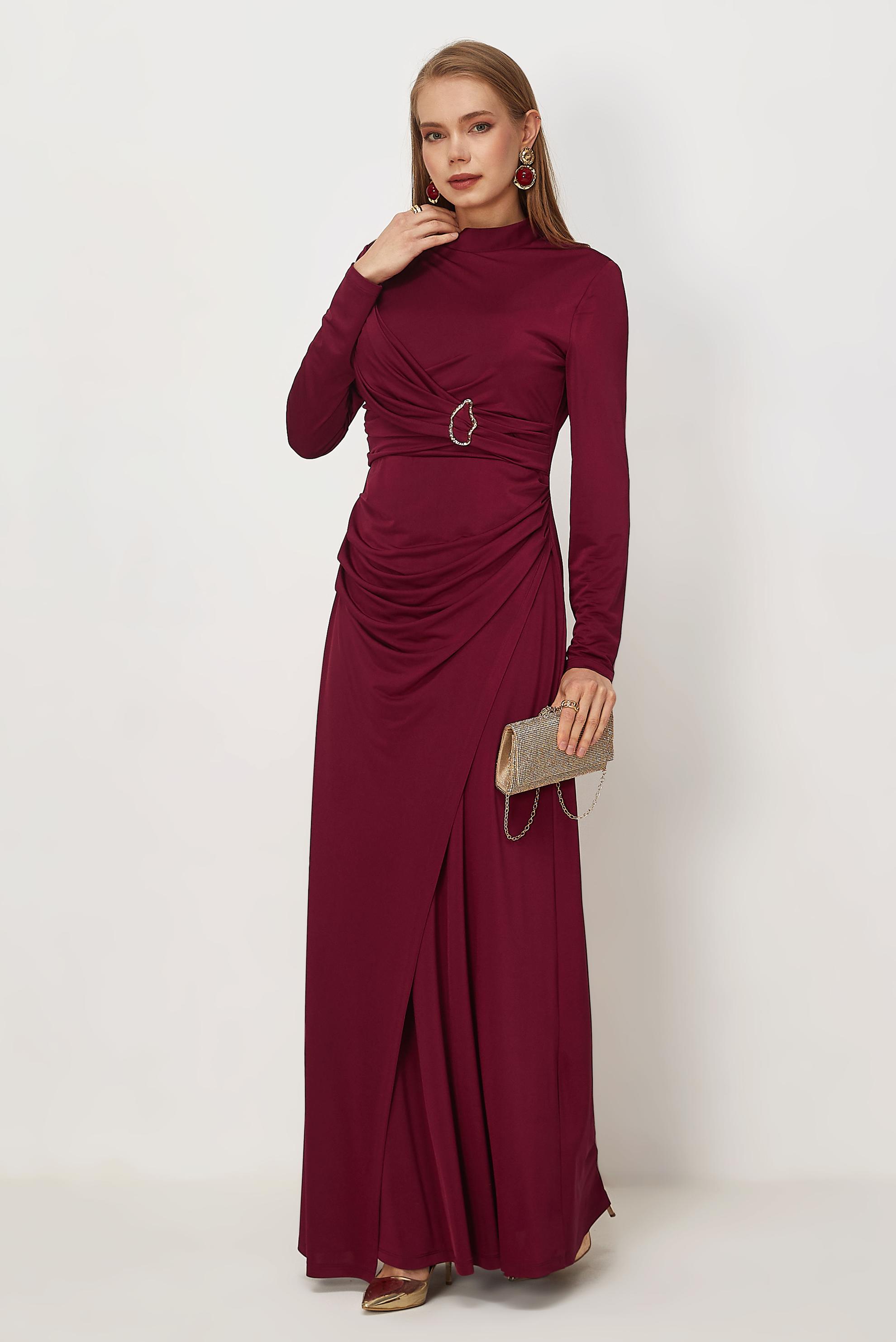 Vêtements hijab BEIGE ROBE EN SATIN DÉTAILLÉE DRAPÉE 50541