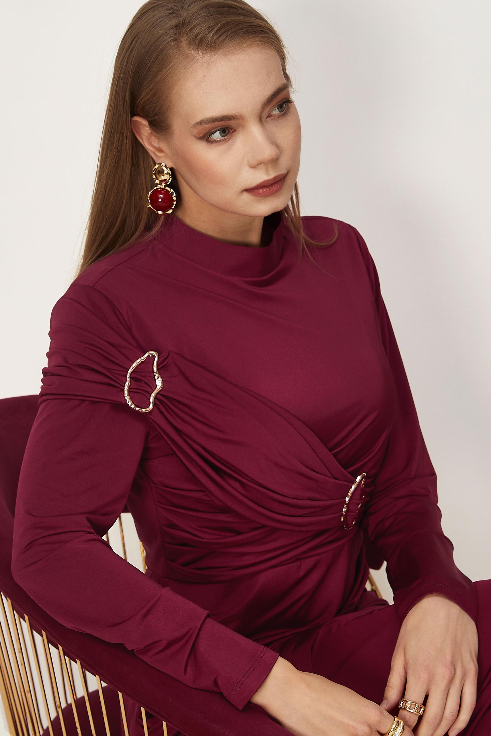Vêtements hijab BEIGE ROBE EN SATIN DÉTAILLÉE DRAPÉE 50541
