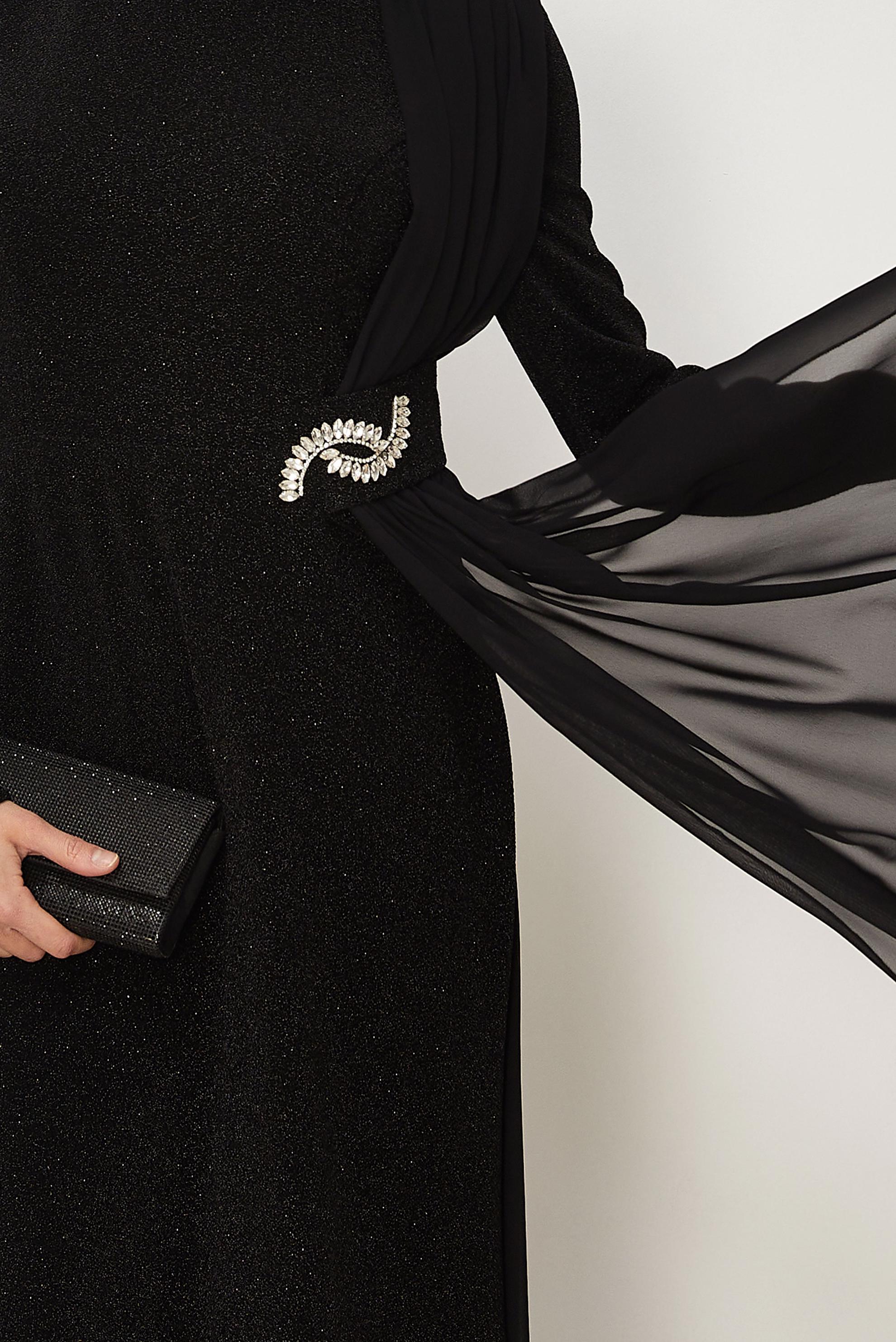 Hijab clothing BLACK TULLE DETAILED EVENING DRESS 50550