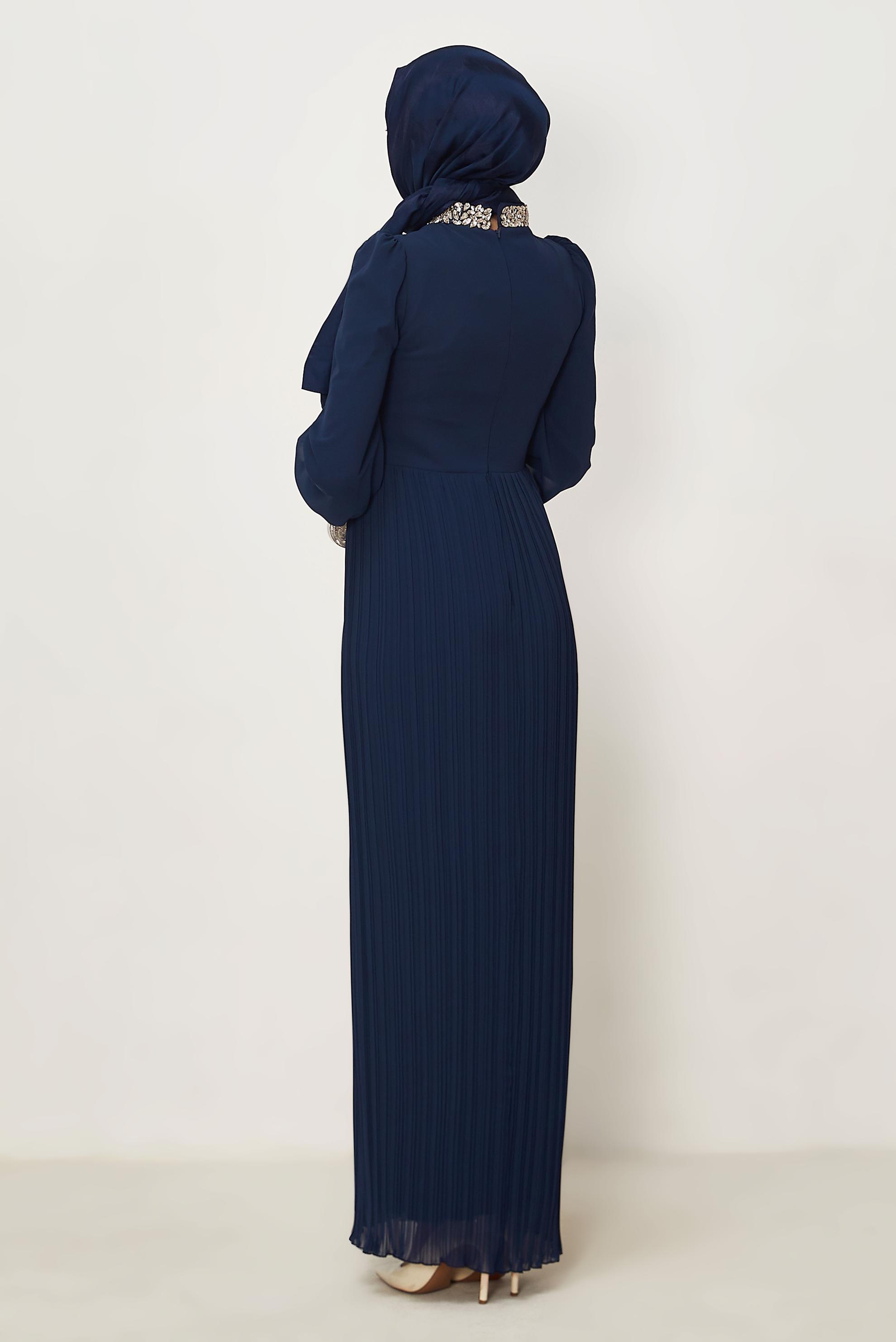 Hijab clothing NAVY BLUE CHIFFON EVENING DRESS 50552