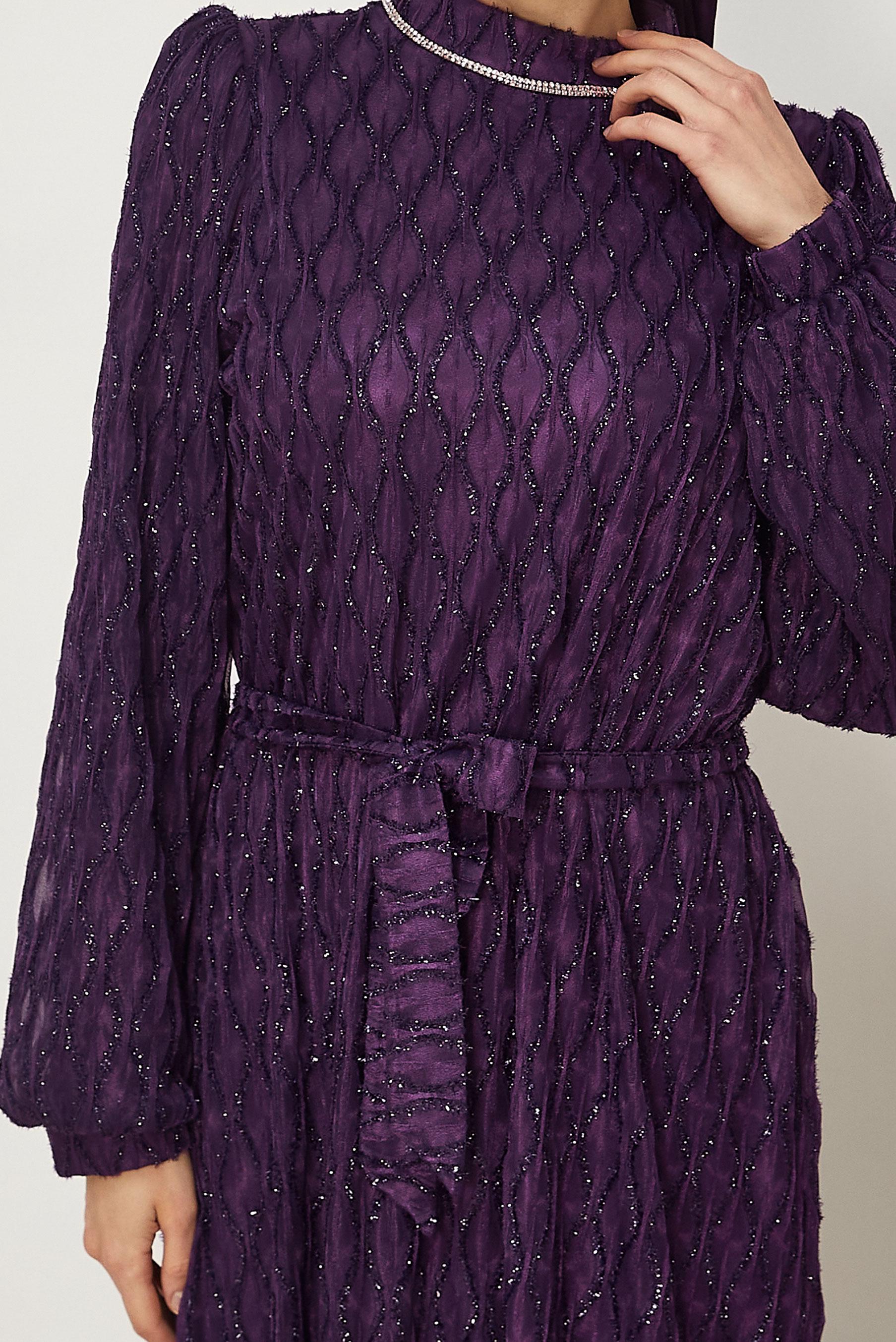 Hijab clothing DAMSON BELTED LACE EVENING DRESS 50556