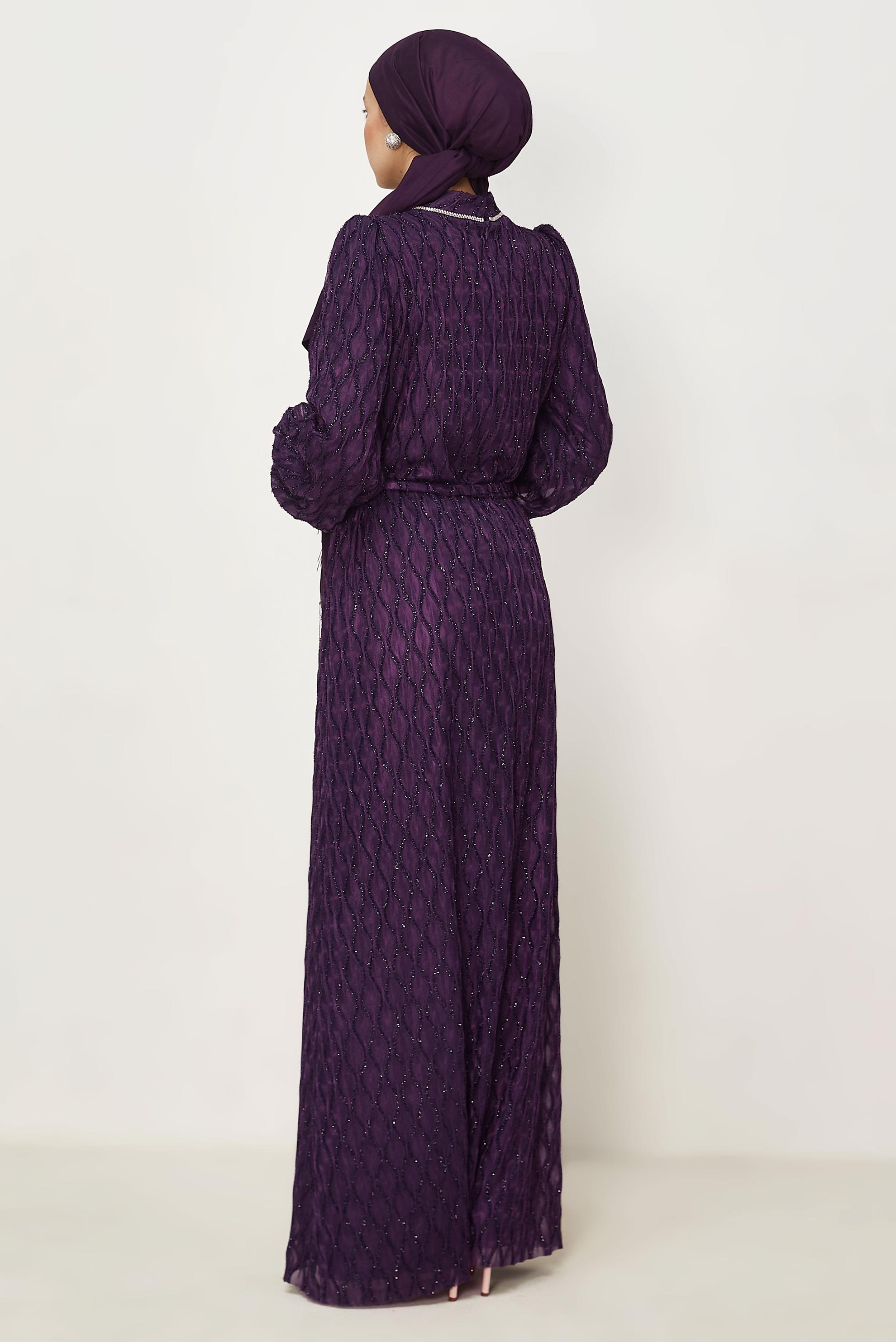 Hijab clothing DAMSON BELTED LACE EVENING DRESS 50556