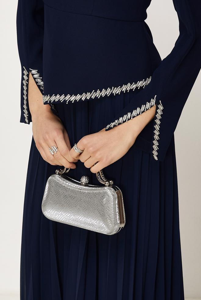 Hijab-Kleidung NAVY BLAU ABENDKLEID MIT EDELSTEINDETAILS 50558 - ALVİNA