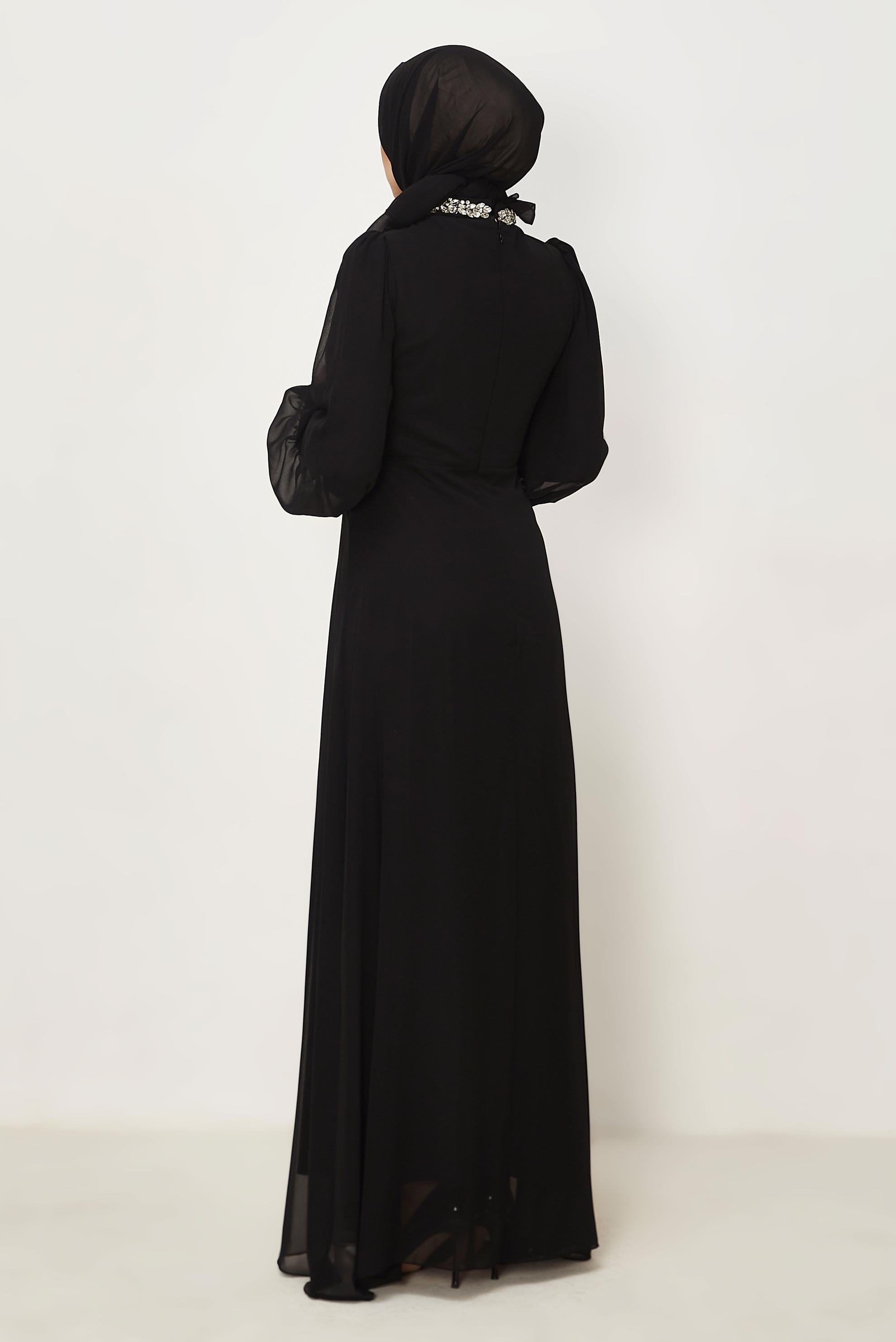 Hijab clothing BLACK CHIFFON EVENING DRESS 50560
