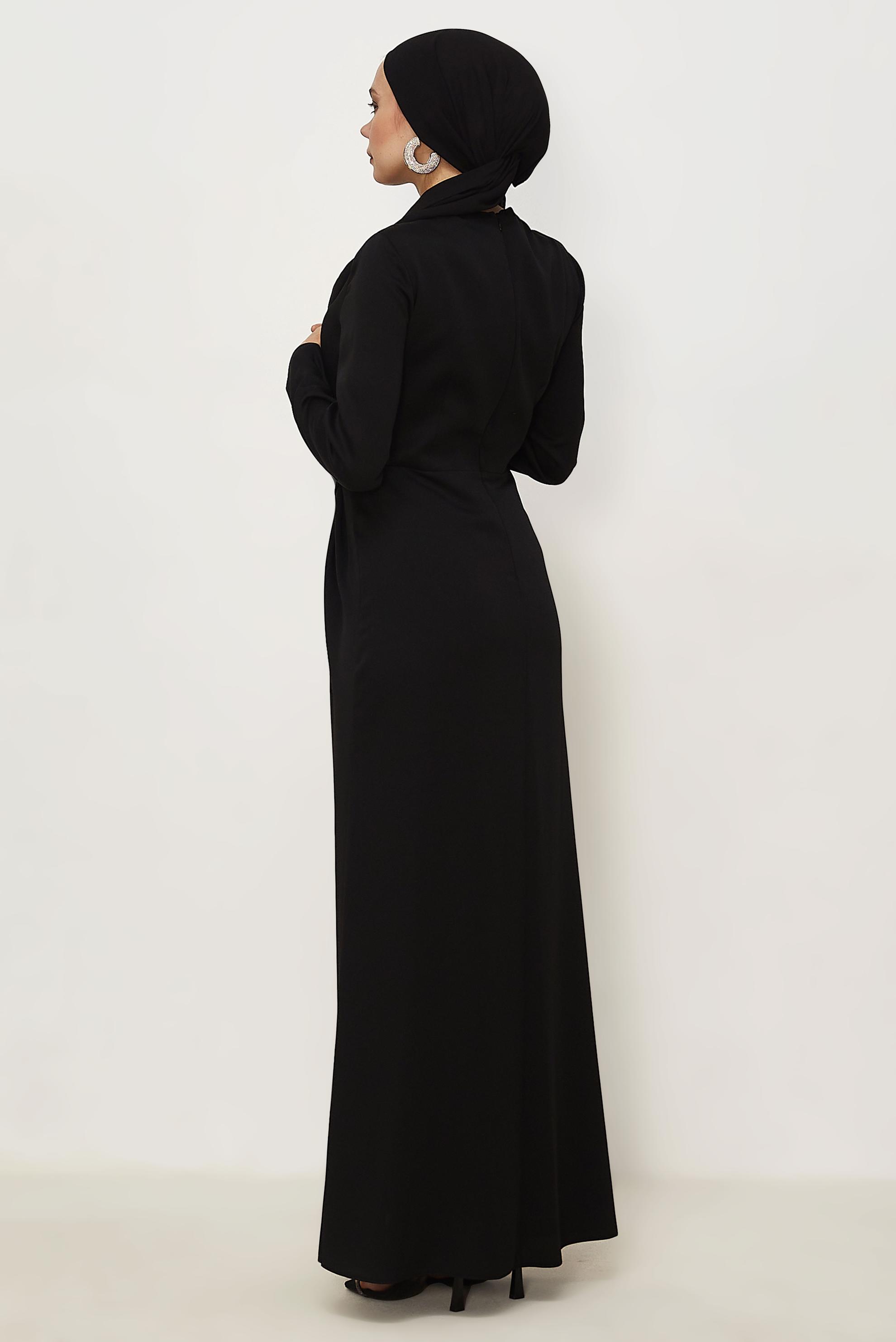 Hijab clothing BLACK GEM DETAILED SATIN DRESS 50562