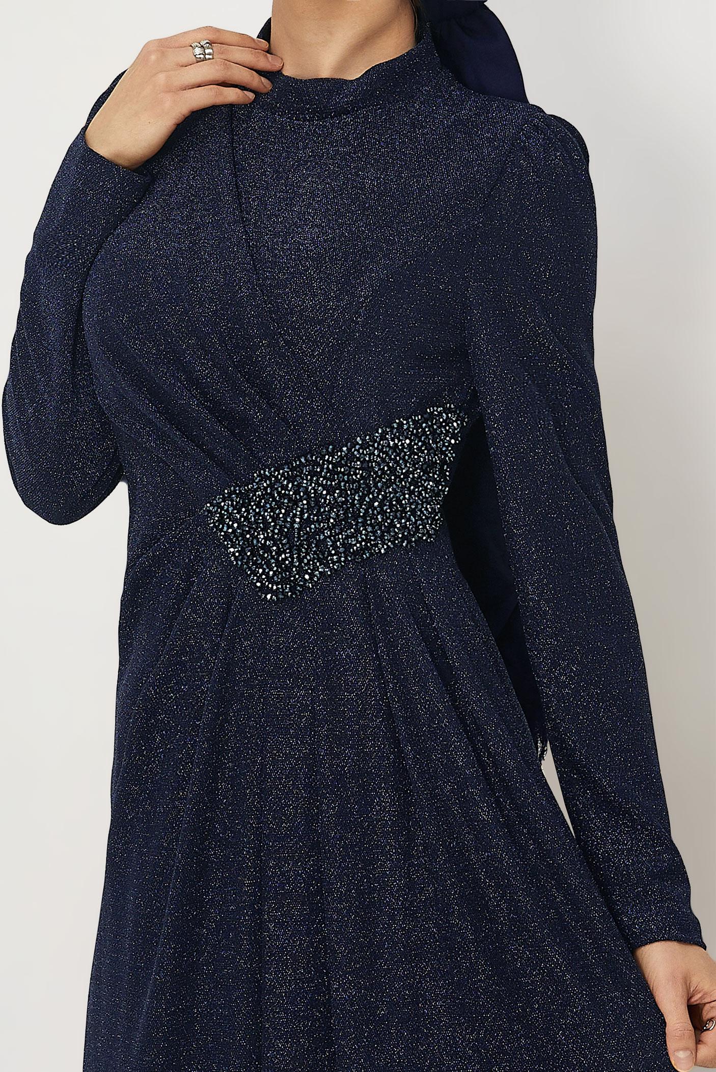 Vêtements hijab BLEU MARINE ROBE DE SOIRÉE BRODÉE DE PERLES 50535