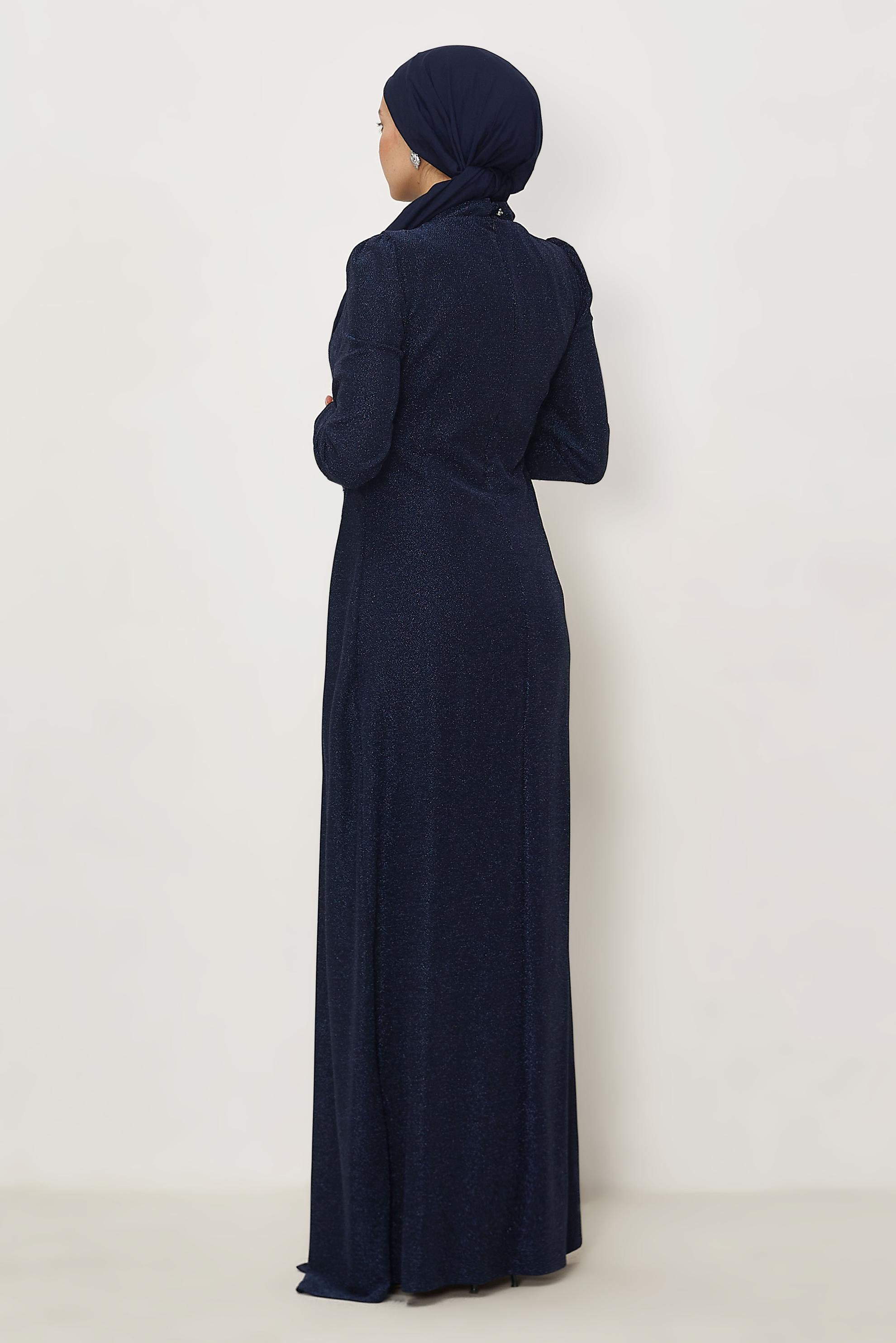 Vêtements hijab BLEU MARINE ROBE DE SOIRÉE BRODÉE DE PERLES 50535